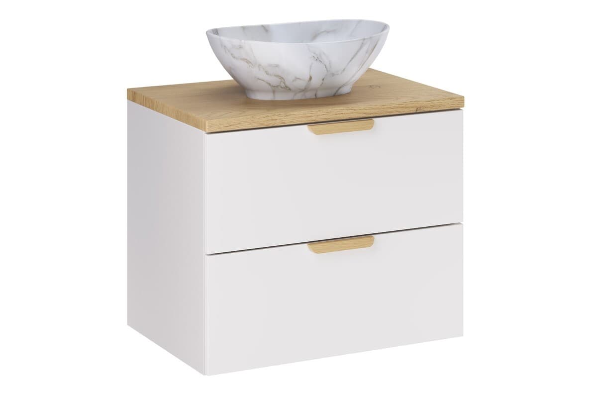 Závesná skrinka Aster Pati s doskou a umývadlom 60 cm biela/dub cremona