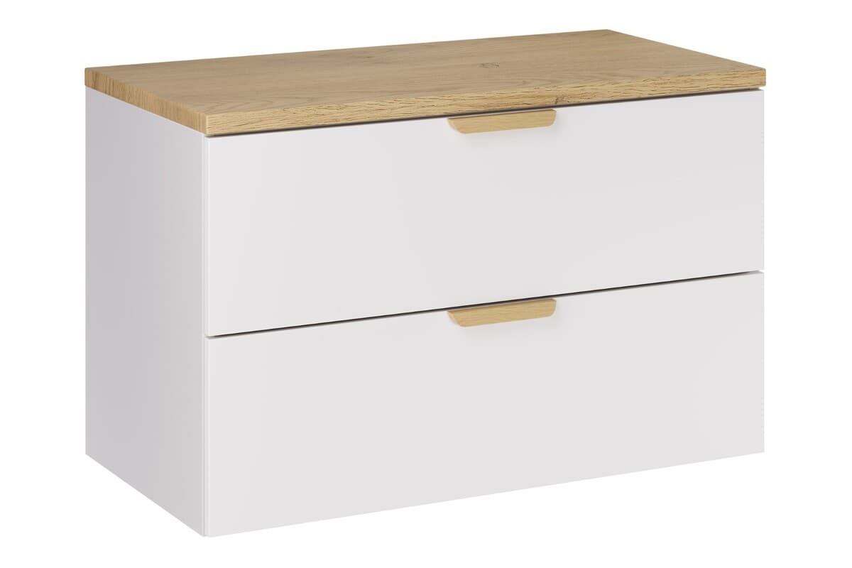 Závesná skrinka pod umývadlo Aster s doskou 80 cm biela/dub cremona