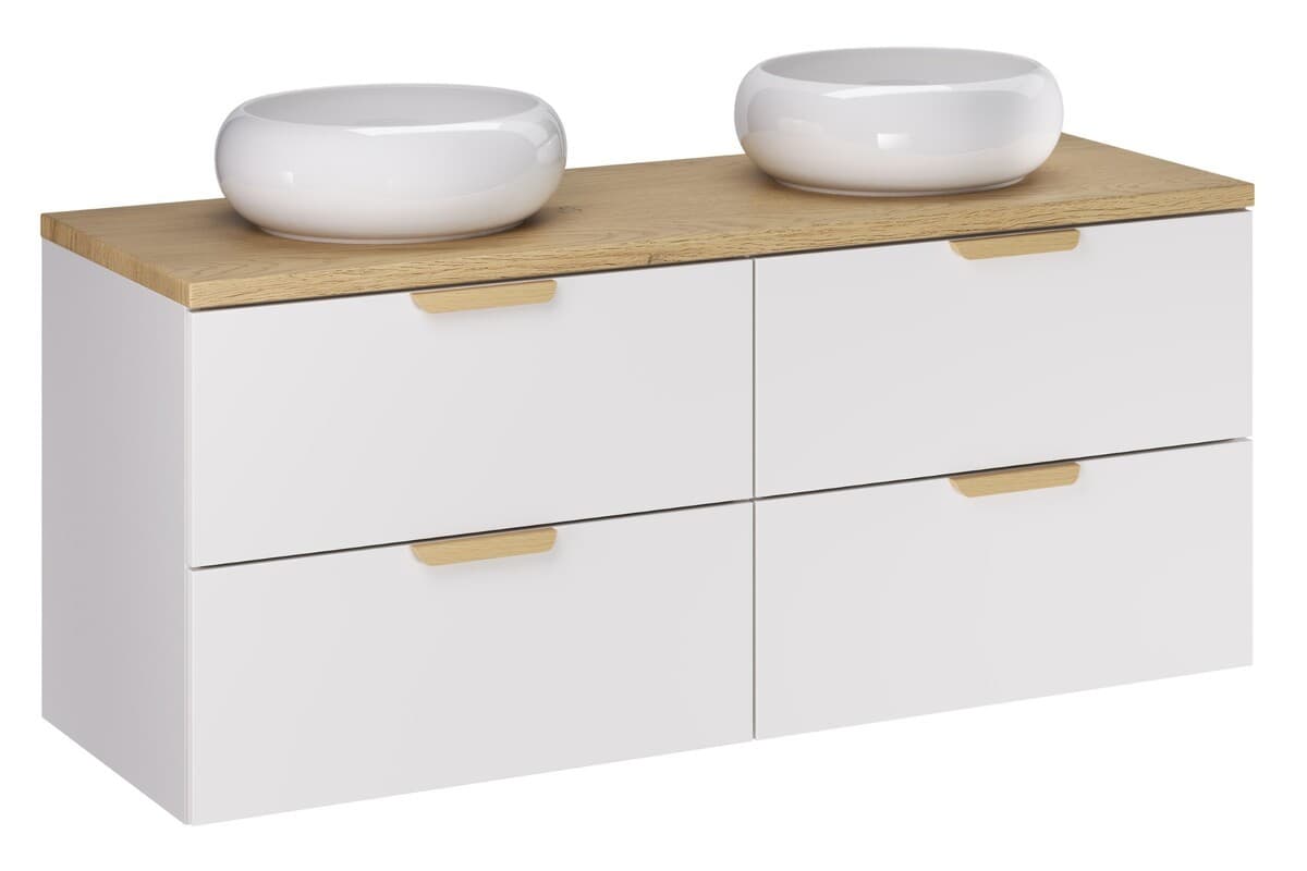 Závesná skrinka pod umývadlo Aster Nordic Wiki s doskou 120 cm biela/dub cremona 1