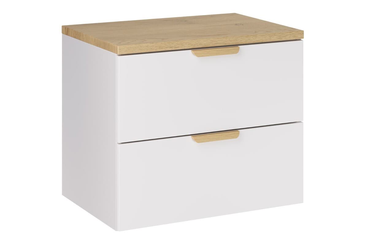 Závesná skrinka pod umývadlo Aster s doskou 60 cm biela/dub cremona