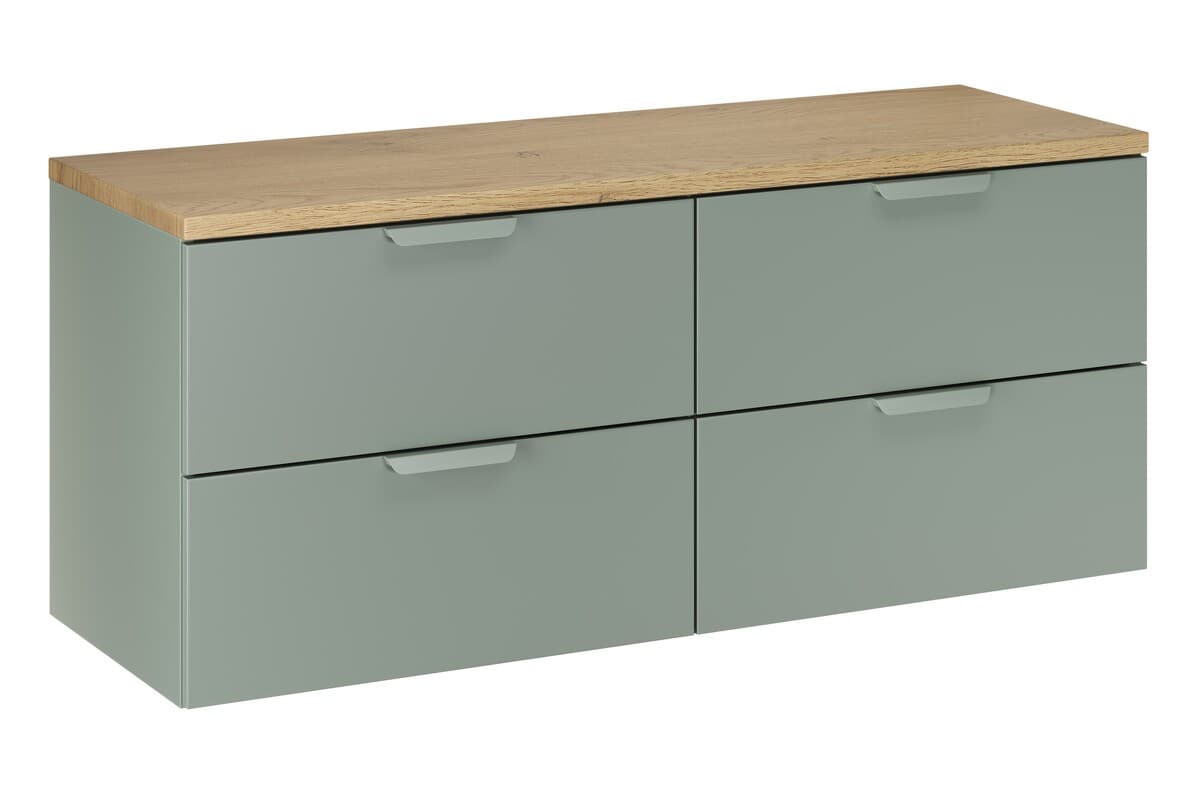Závesná skrinka pod umývadlo Aster Nordic s doskou 120 cm zelená/dub cremona 1
