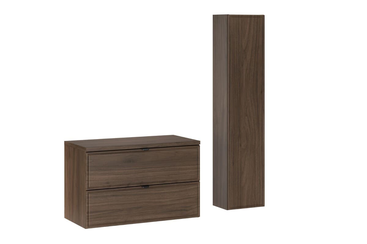 Kúpeľňová zostava Villa s doskou a skrinkami 80 cm orech 1