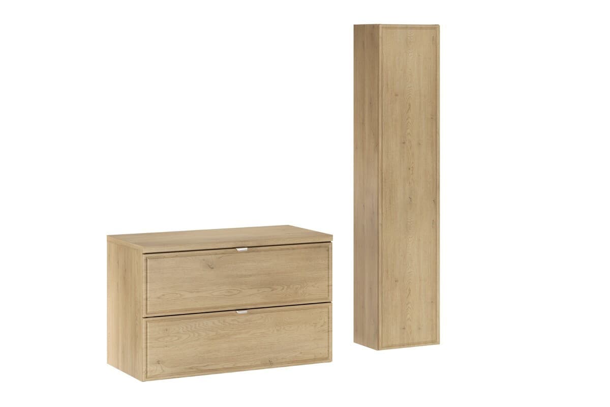 Kúpeľňová zostava Terra s doskou a skrinkami 80 cm dub cremona