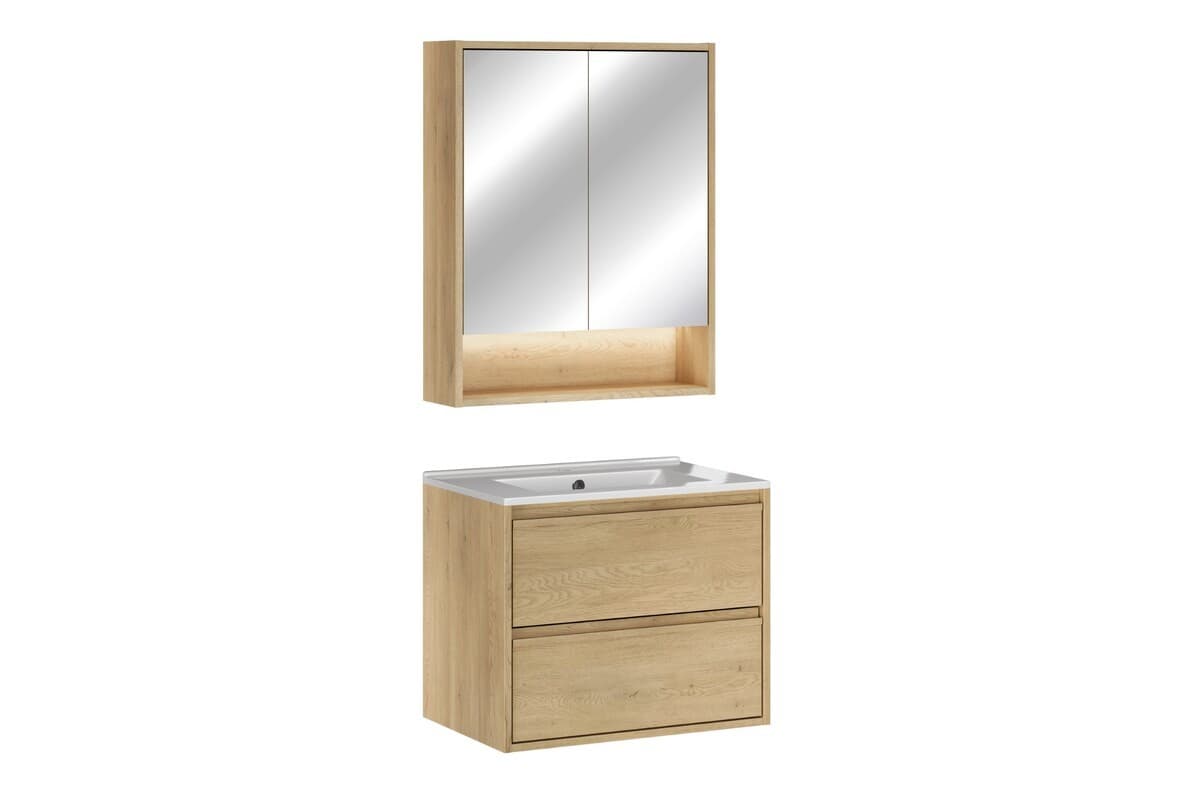 Kúpeľňová zostava Viola so zápustným umývadlom a zrkadlom 60 cm dub cremona