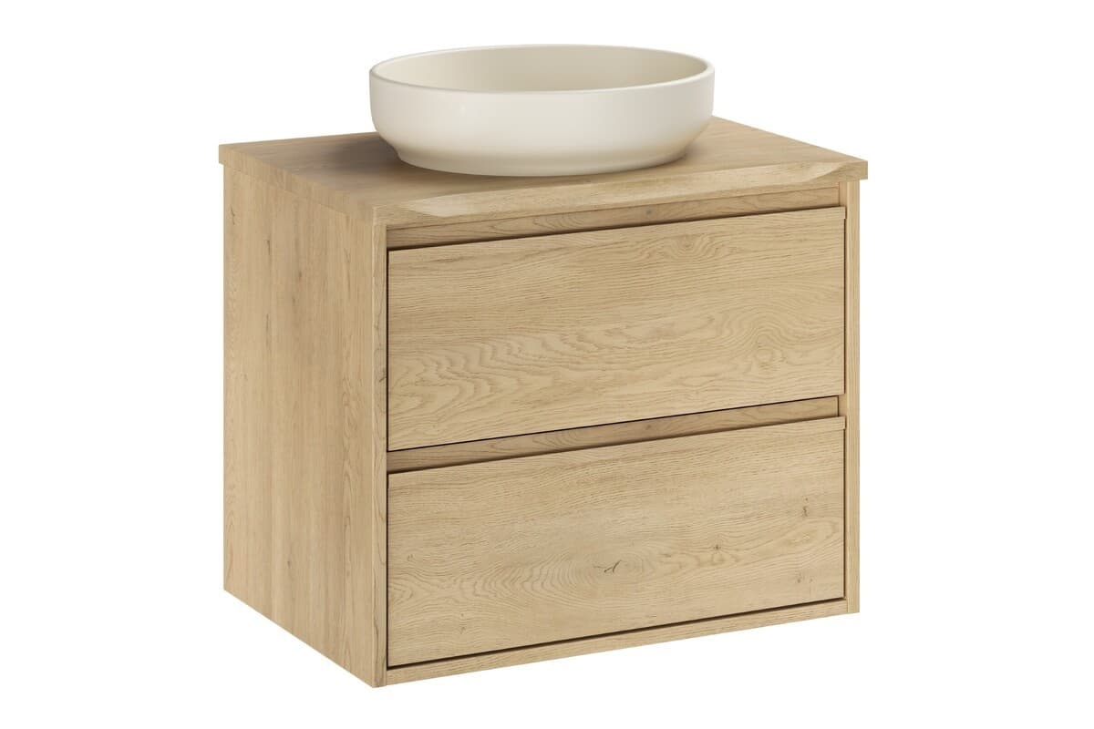 Závesná skrinka Viola River s doskou a umývadlom 60 cm dub cremona/ivory 1