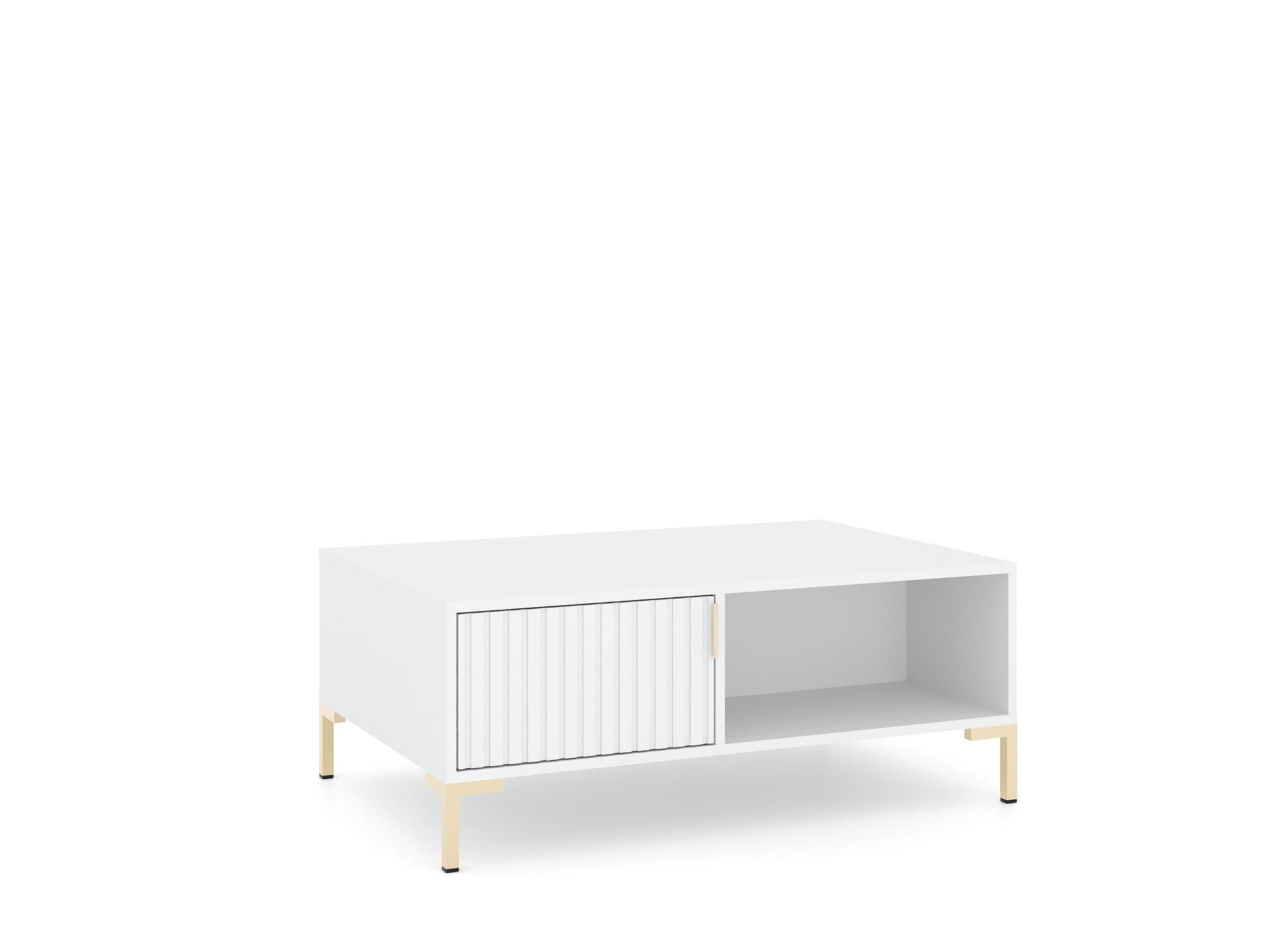 Konferenčný stolík Flinn 100 cm biely/zlatý