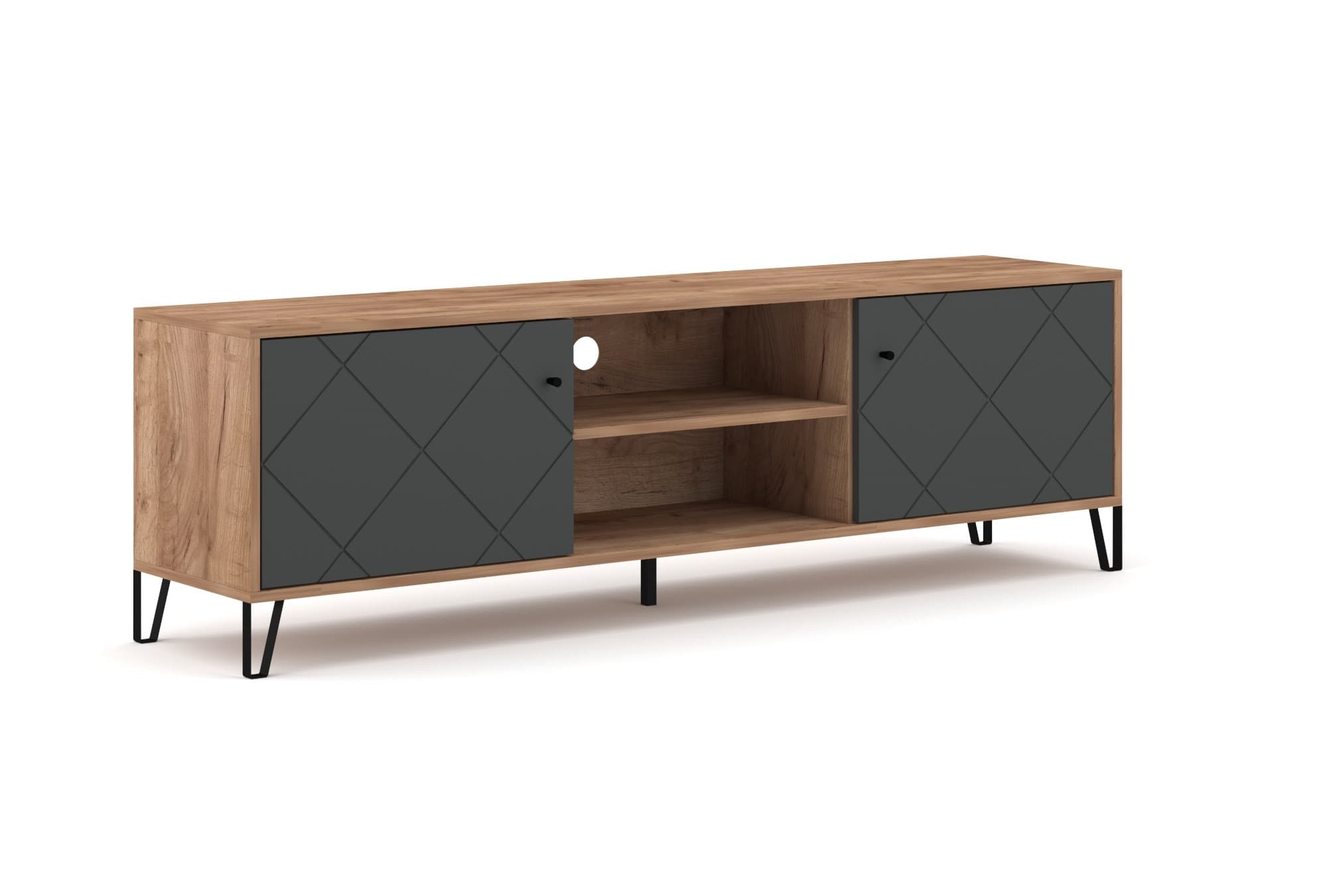 TV stolík Bilbao 183 cm dub Craft Tobacco/grafit