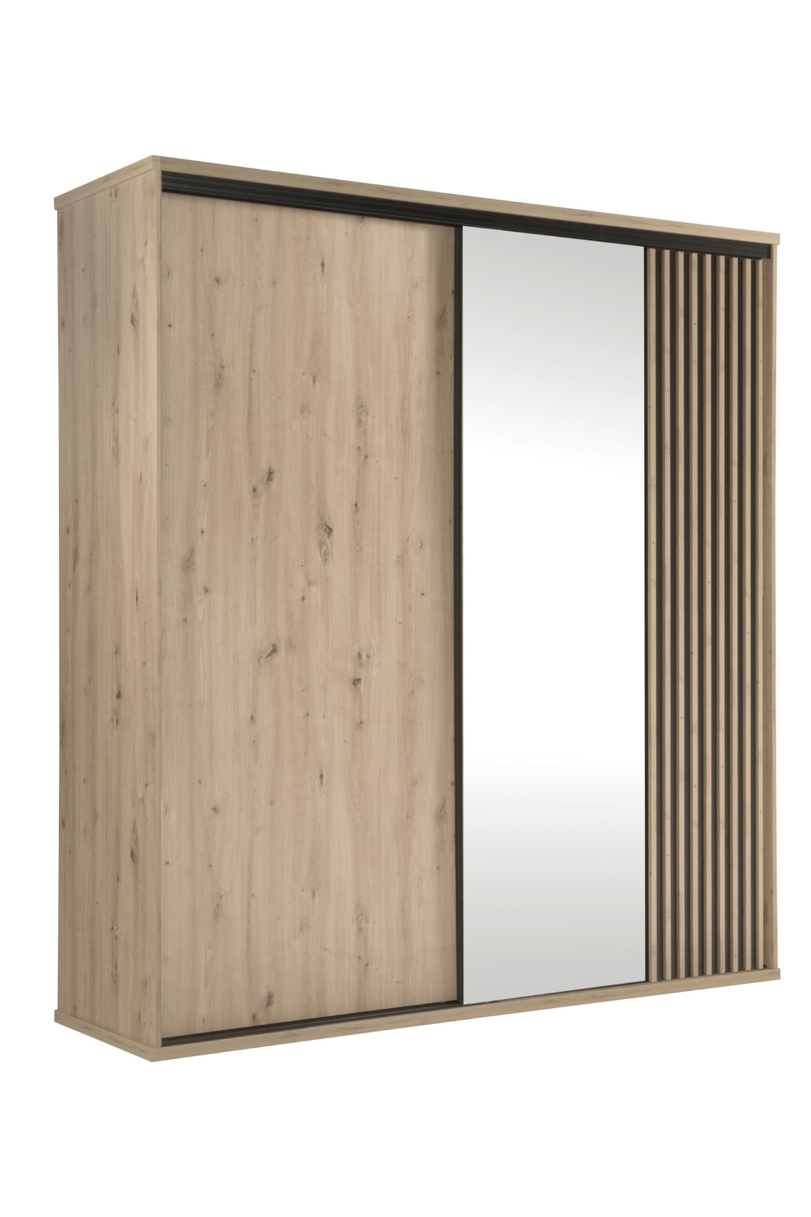 Šatníková skriňa Moderno C15 so zrkadlom 199 cm dub Artisan/čierna 1