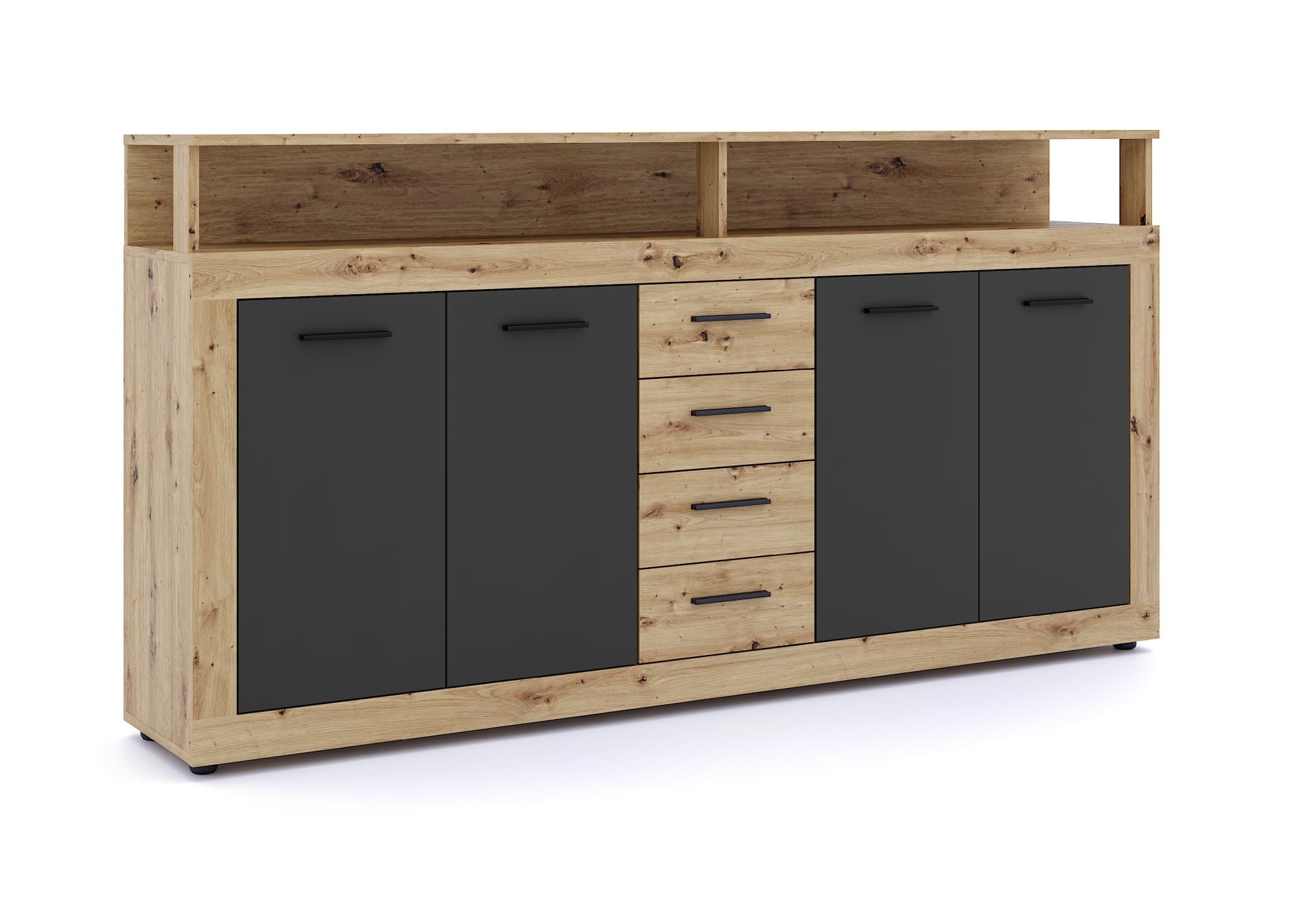 Komoda Luna 190 cm dub Artisan/čierna 1