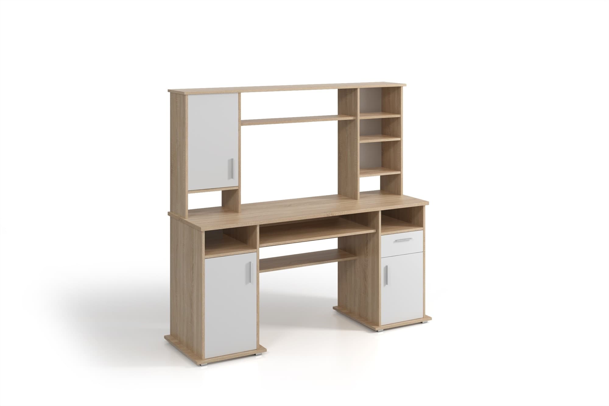 Písací stôl Vigo 160 cm s nadstavcom dub Sonoma/biely 1