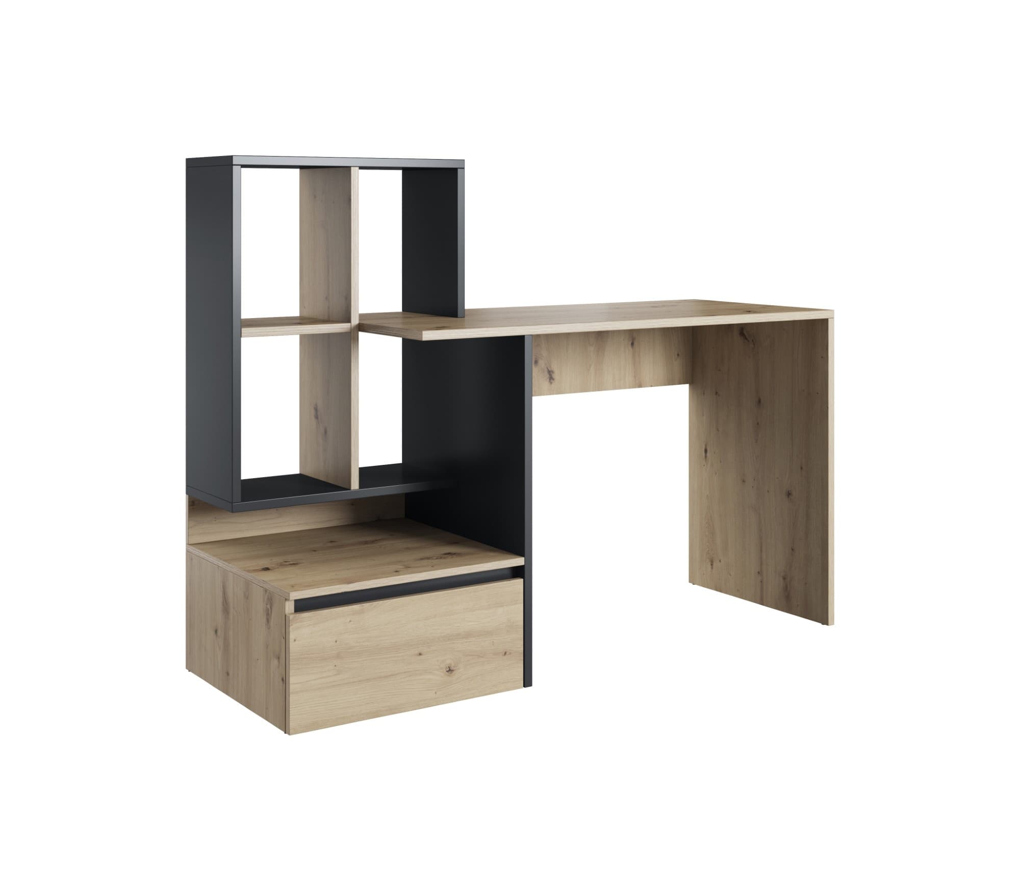 Písací stôl Paco s regálom 145 cm dub artisan/antracit