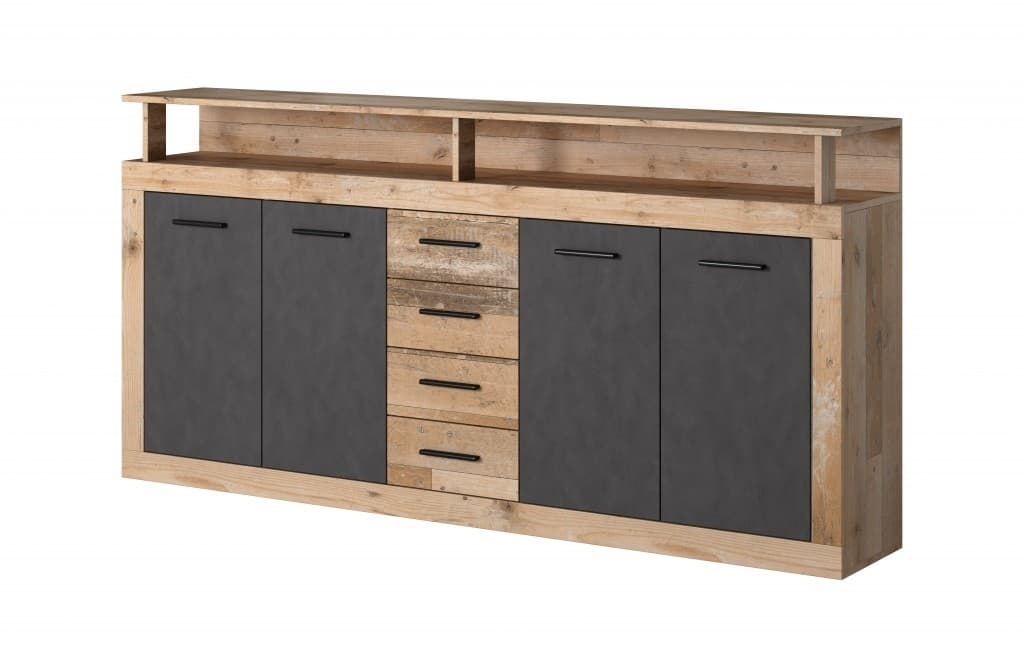 Komoda Luna 190 cm dub Matera svetlý/šedá 1