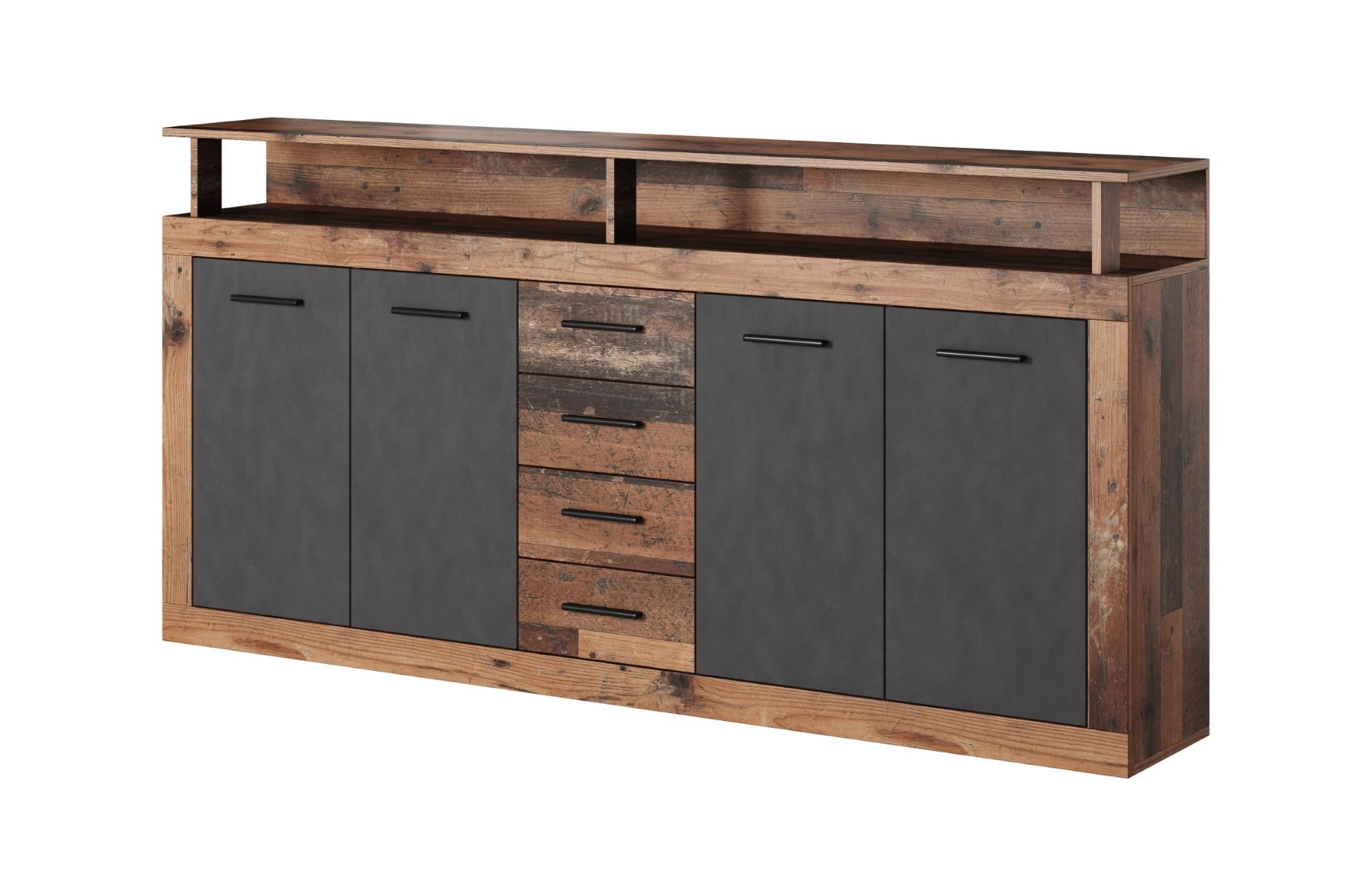 Komoda Luna 190 cm dub Matera tmavý/šedá 1