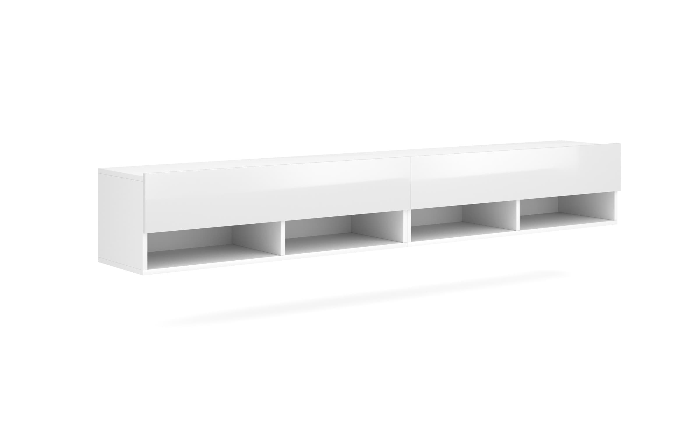 Závesný TV stolík Derby 200 cm biely mat/biely lesk 1