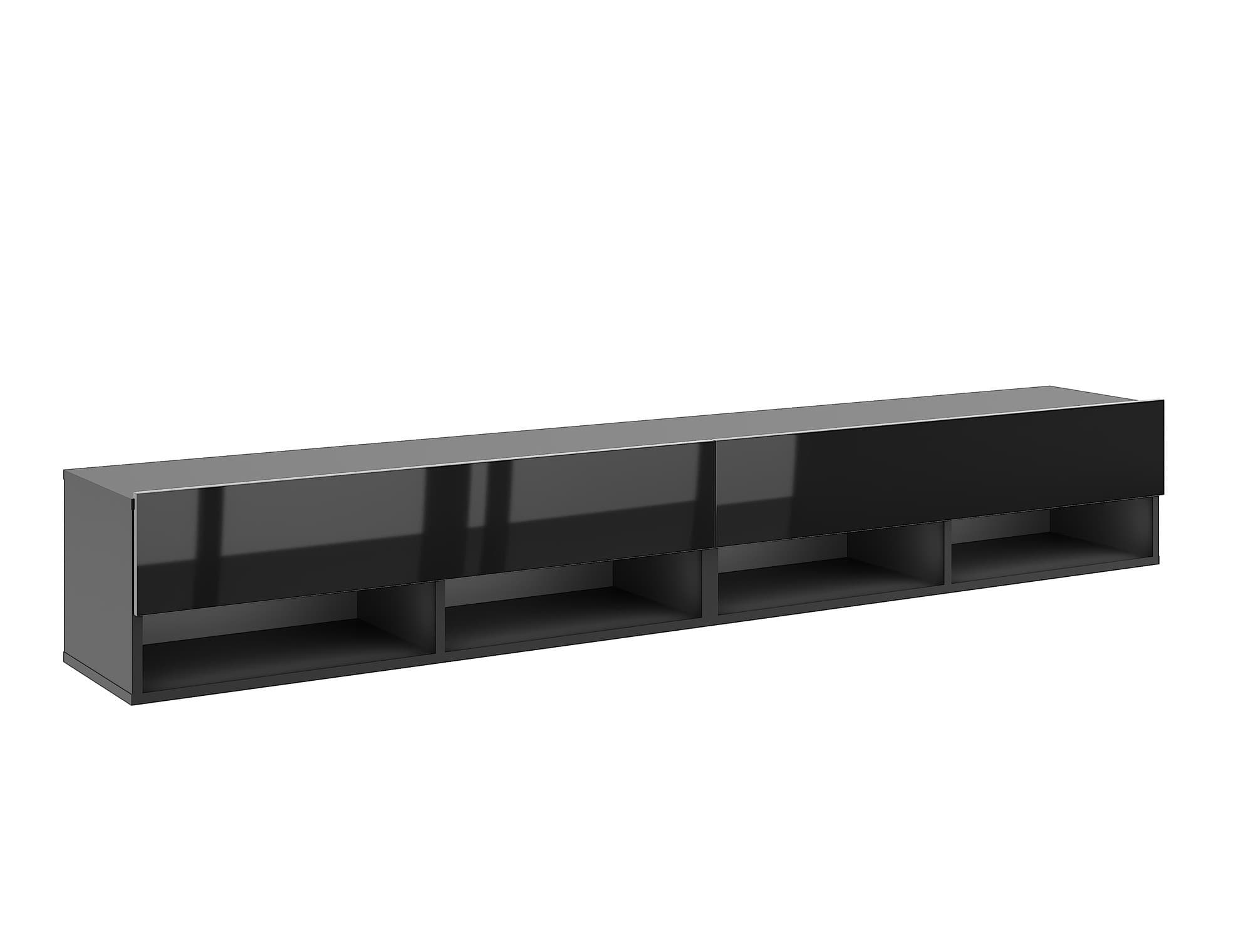 Závesný TV stolík Derby 280 cm čierny mat/čierny lesk 1