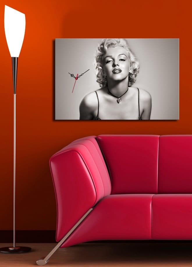 Dekoračné nástenné hodiny Monroe čiernobiele 1