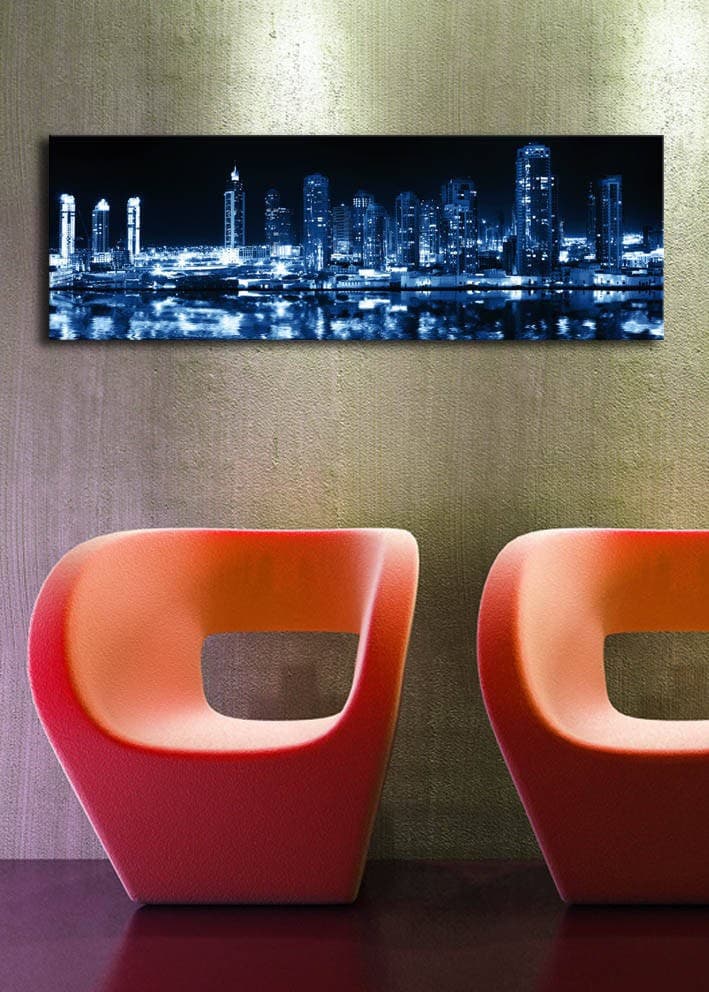 Obraz s LED osvetlením NOČNÉ MRAKODRAPY 6 30 x 90 cm 1