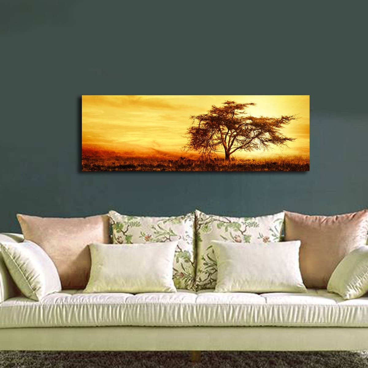 Obraz s LED osvetlením STROM V ZÁPADE SLNKA 27 30 x 90 cm 1