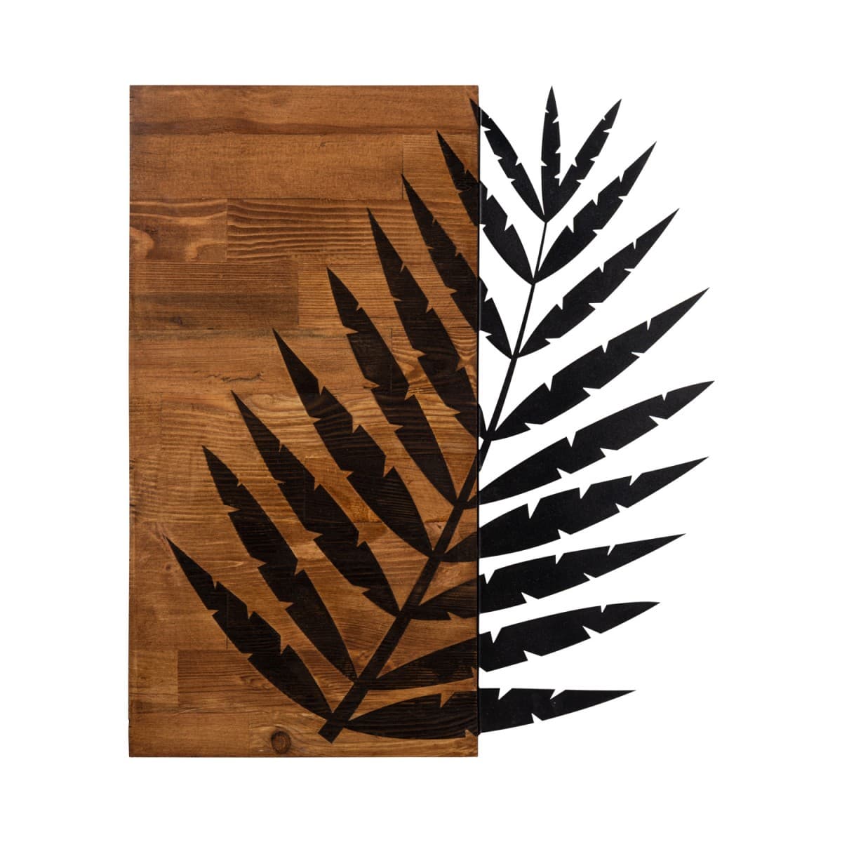 Nástenná drevená dekorácia LEAF 2 hnedá/čierna 1