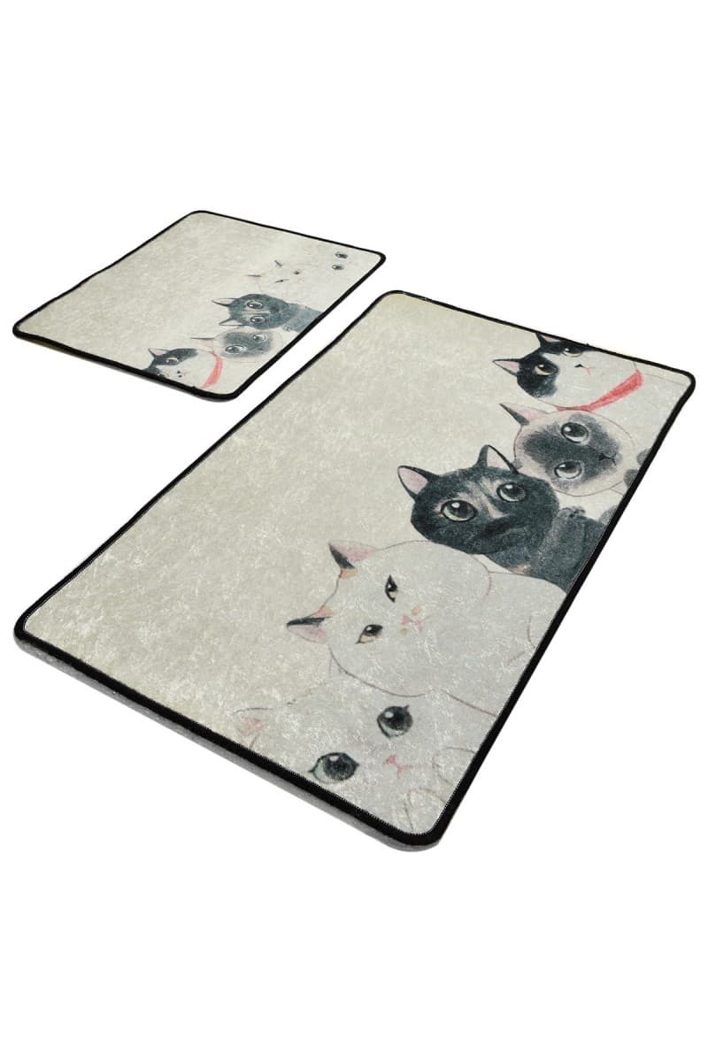 Súprava 2 kusov kúpeľňových predložiek Angry Cats béžová 1
