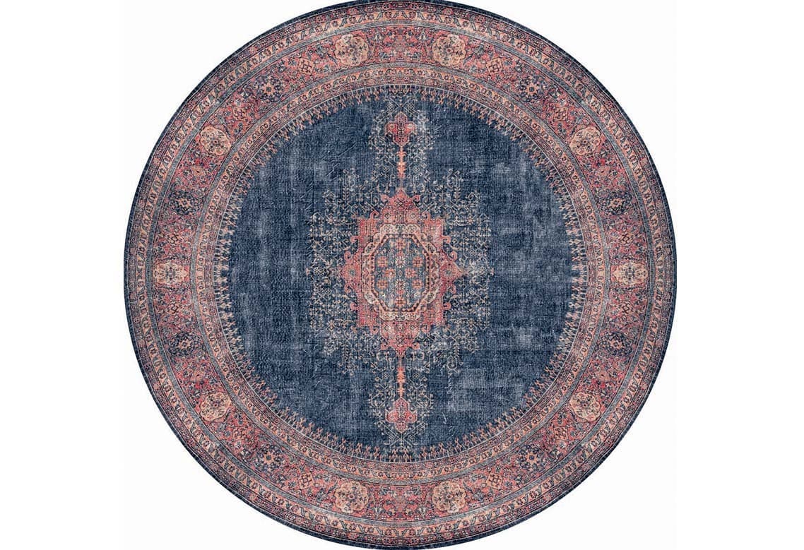 Okrúhly koberec Blues Chenille 150 cm modrý