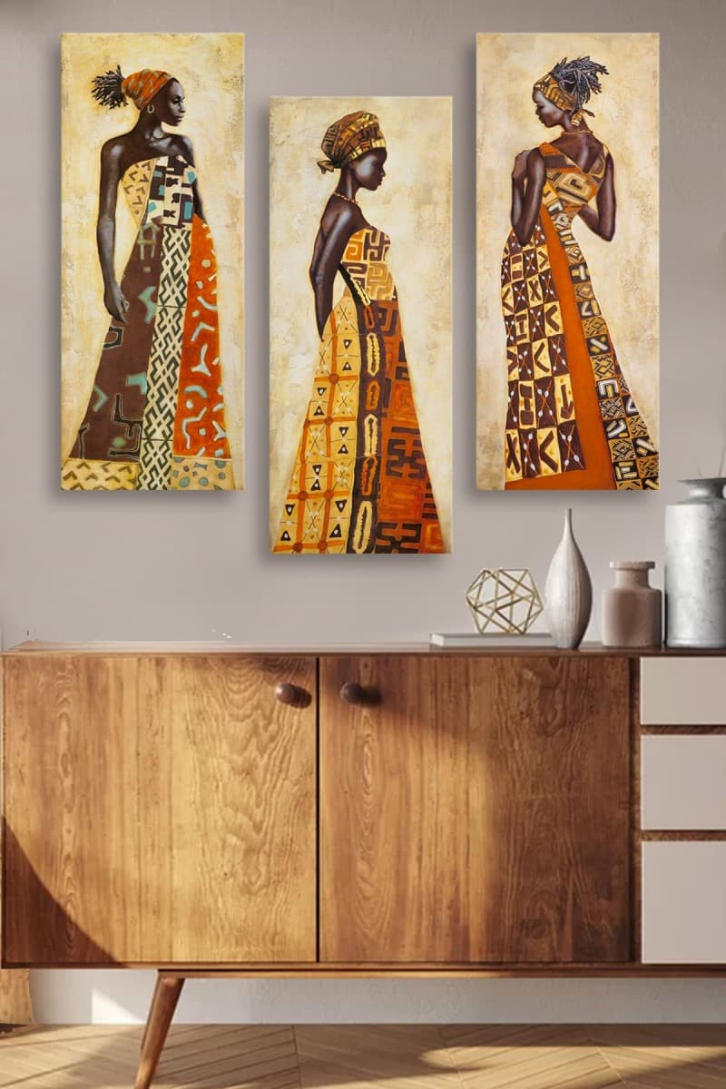 Sada obrazov AFRICKÁ ŽENA 70 x 50 cm 3 kusy