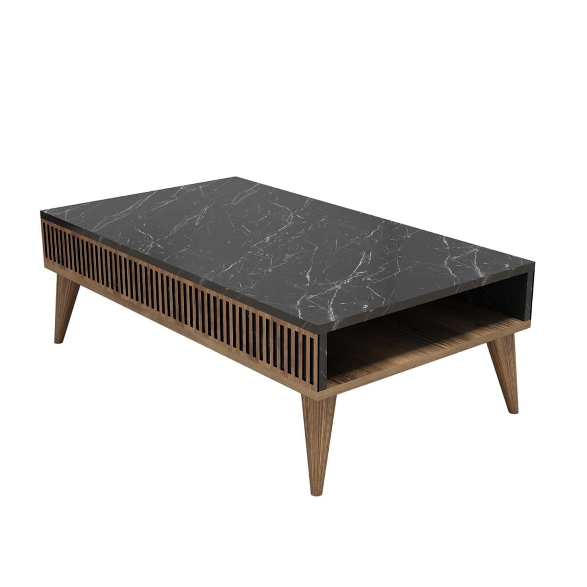 Konferenční stolek Milan 105 cm ořech/černý mramor