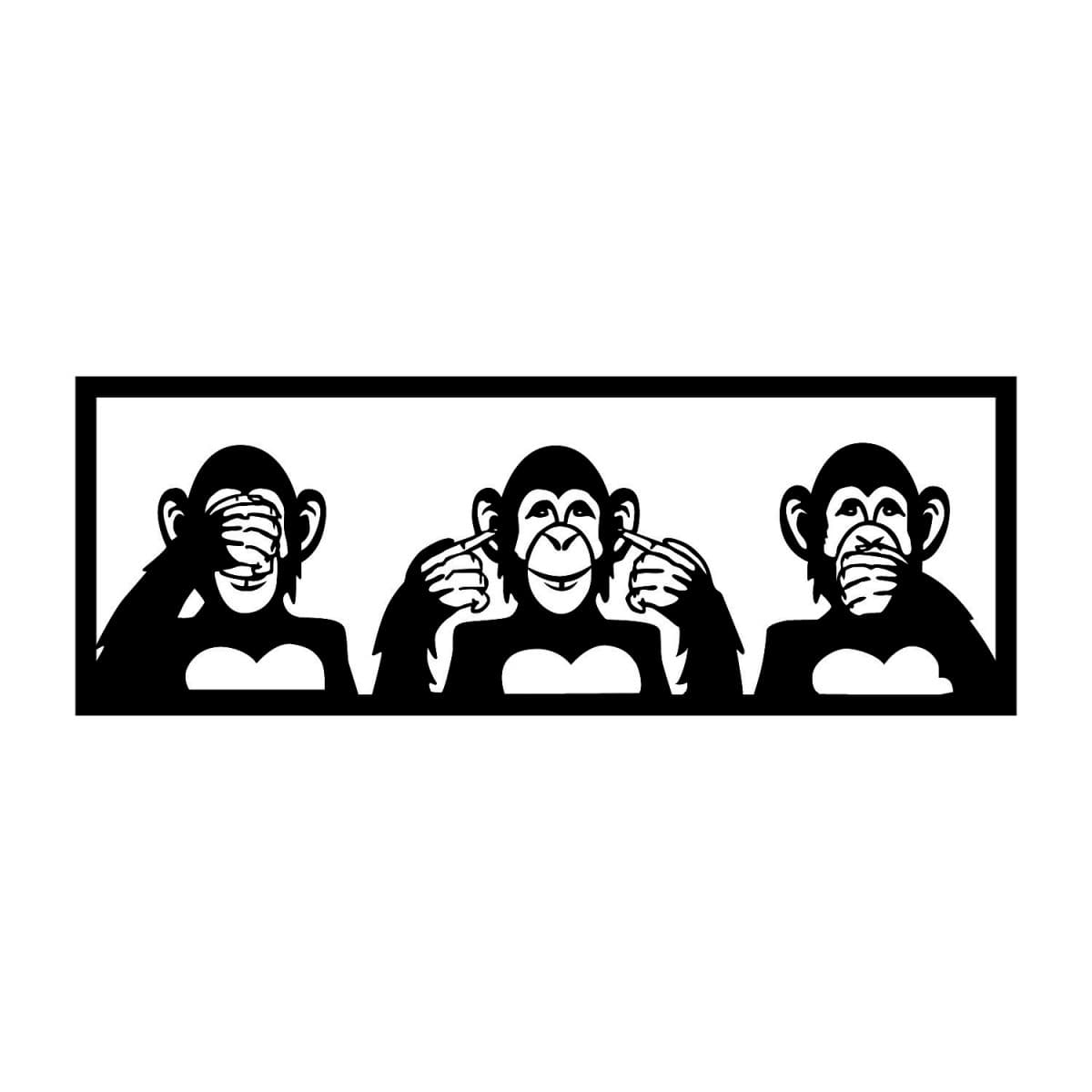 Nástenná dekorácia Three Monkeys čierna - M 1