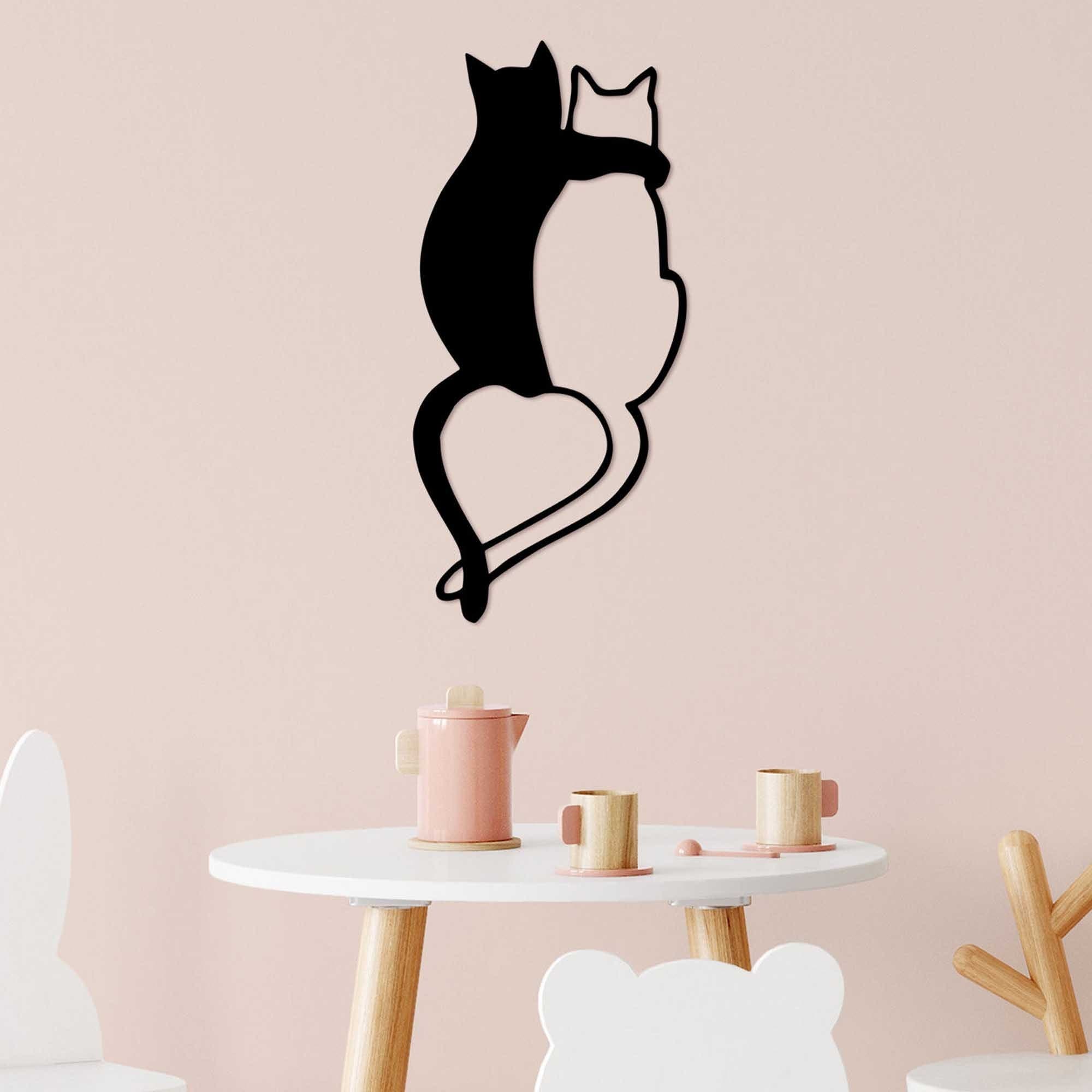 Nástenná kovová dekorácia Love Cats 478 čierna 1