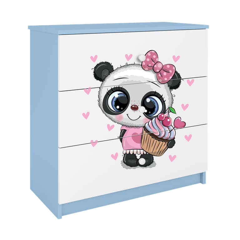 Detská komoda BABYDREAMS Panda modrá 1