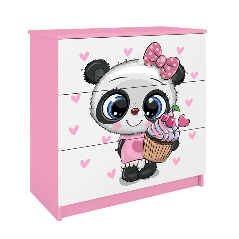 Detská komoda BABYDREAMS Panda ružová 1