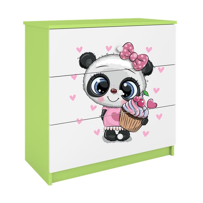Detská komoda BABYDREAMS Panda zelená 1
