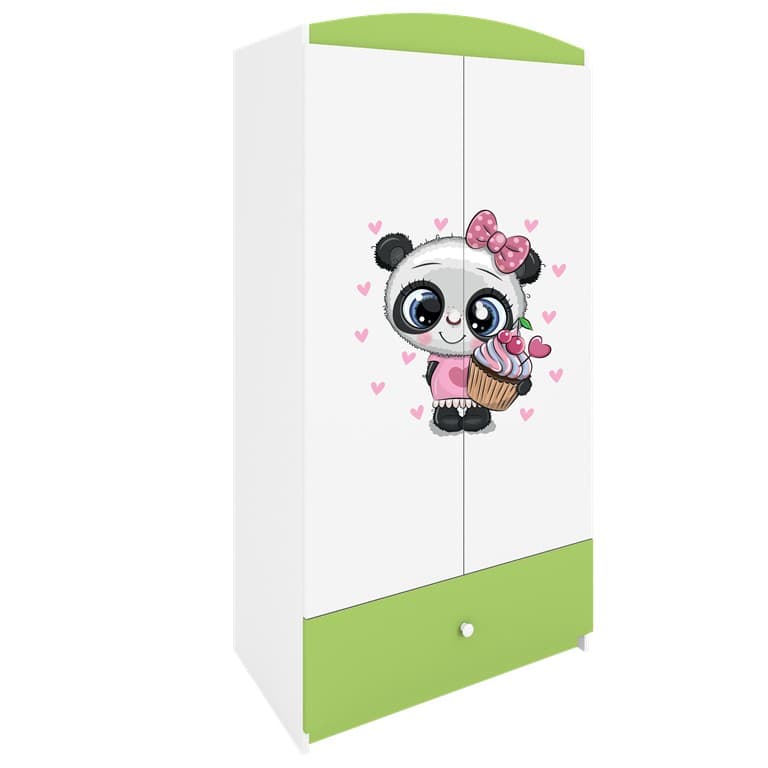 Detská šatníková skriňa BABYDREAMS Panda zelená