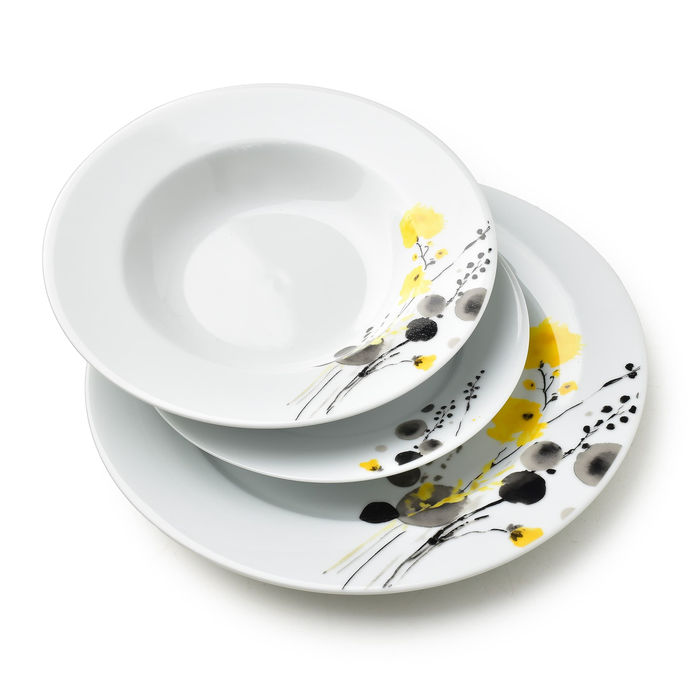 Porcelánová jedálenská súprava LEA Yellow 18 ks biela/žltá 1