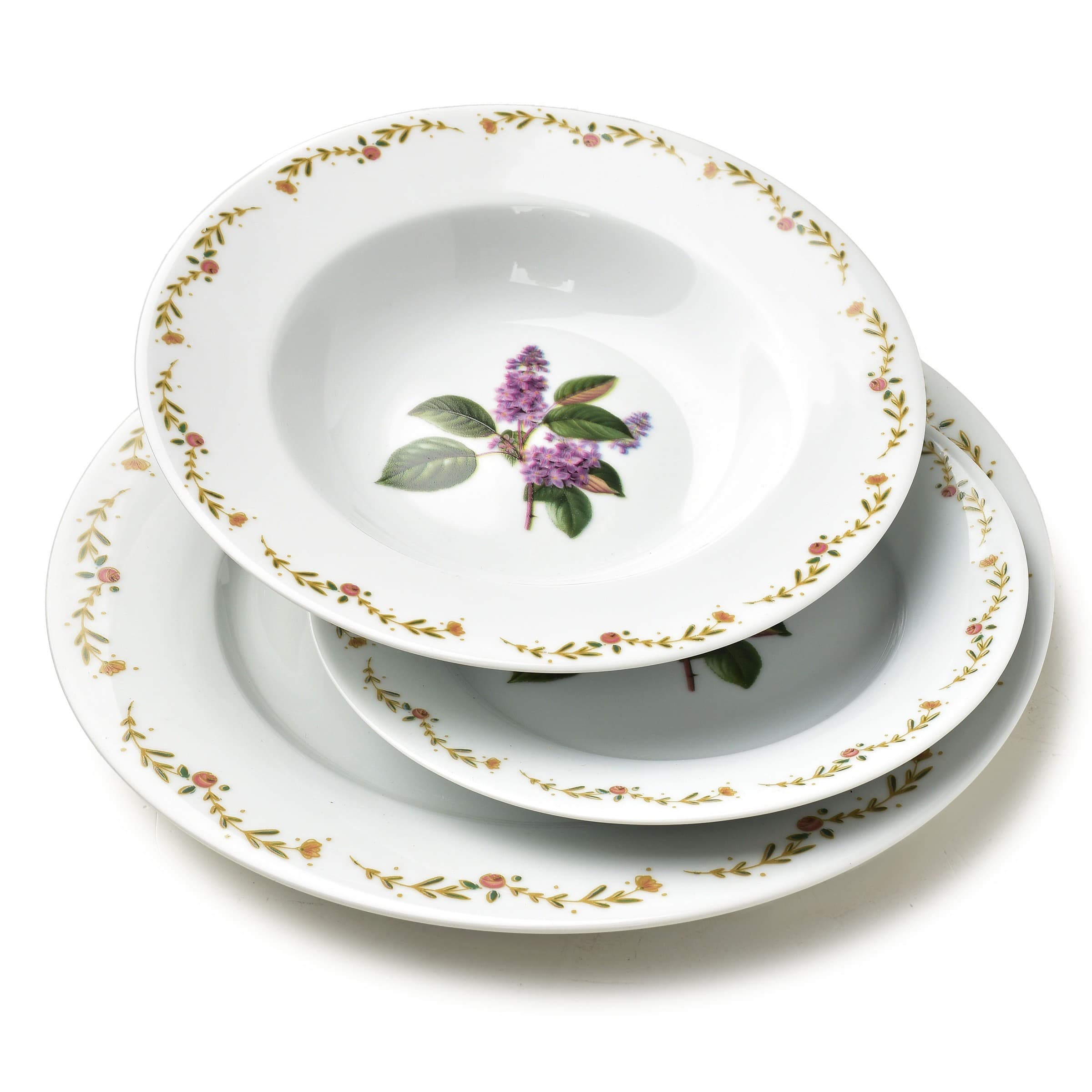 Porcelánová jedálenská súprava LEA Lilac 18 ks biela/fialová 1