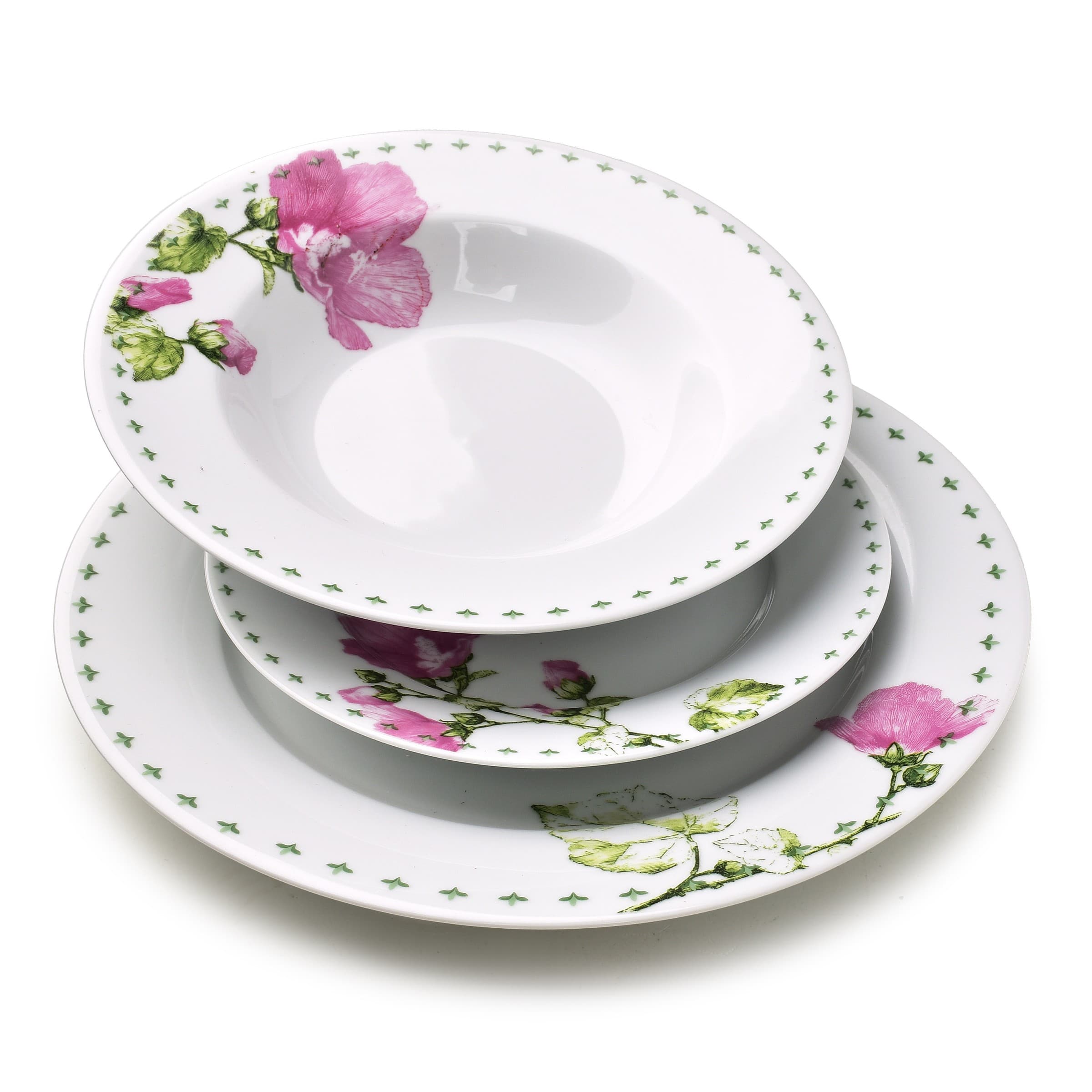 Porcelánová jedálenská súprava LEA Mallow 18 ks biela/ružová
