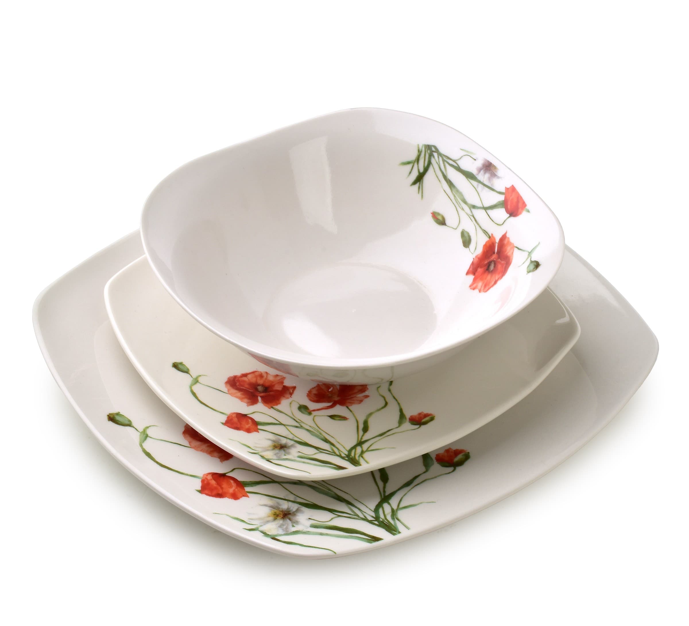 Porcelánová jedálenská súprava LEA Poppy II 18 ks biela/červená 1