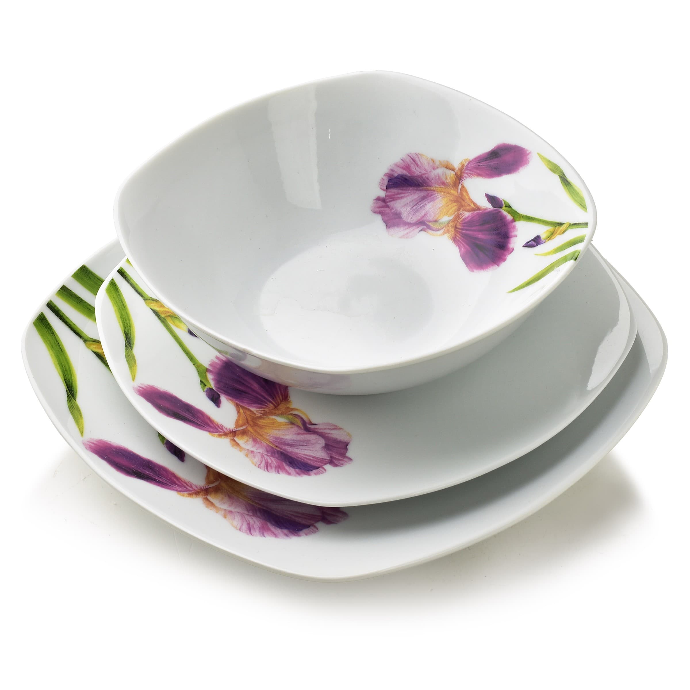 Porcelánová jedálenská súprava LEA Iris 18 ks biela/fialová 1