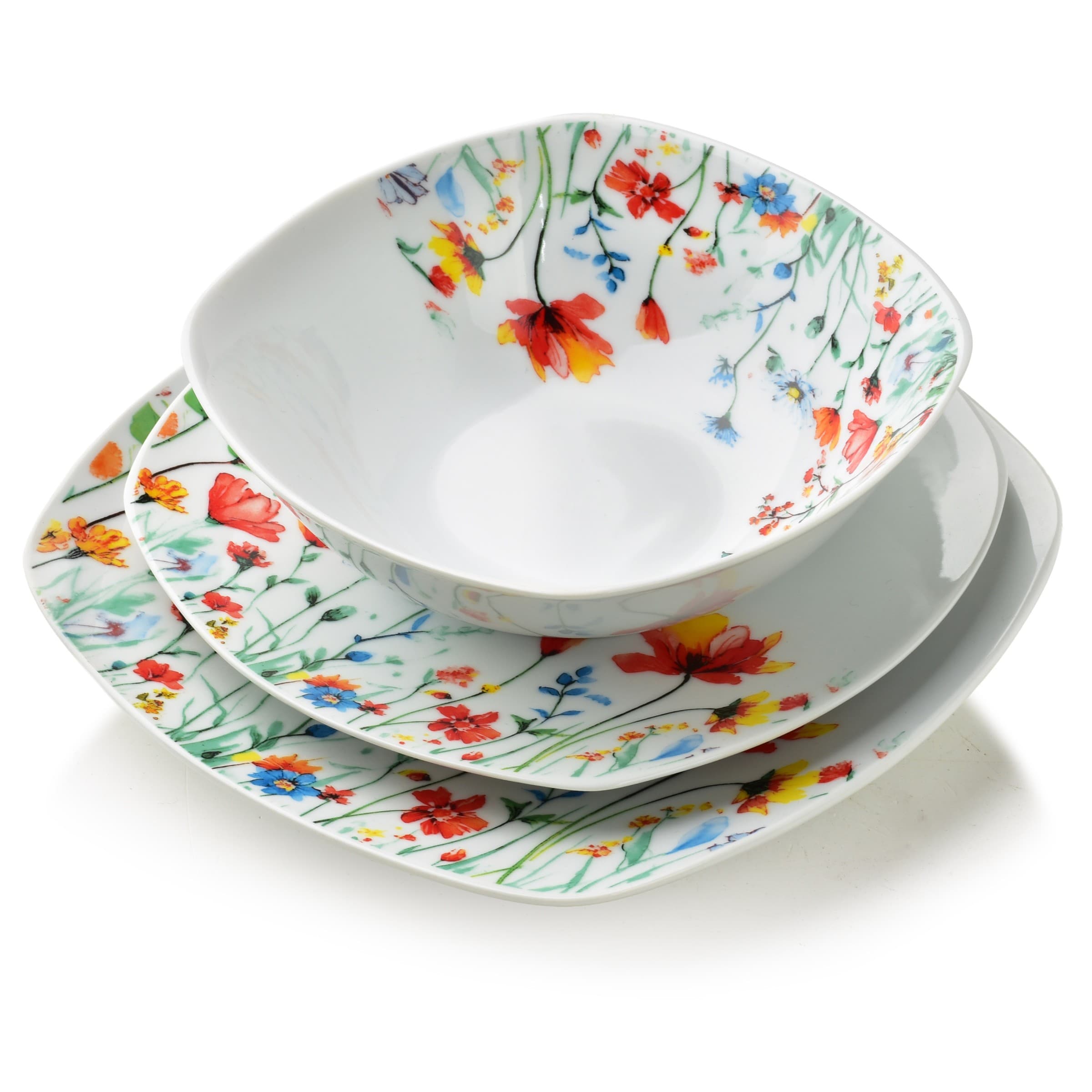 Porcelánová jedálenská súprava LEA Smooth 18 ks biela/farebná