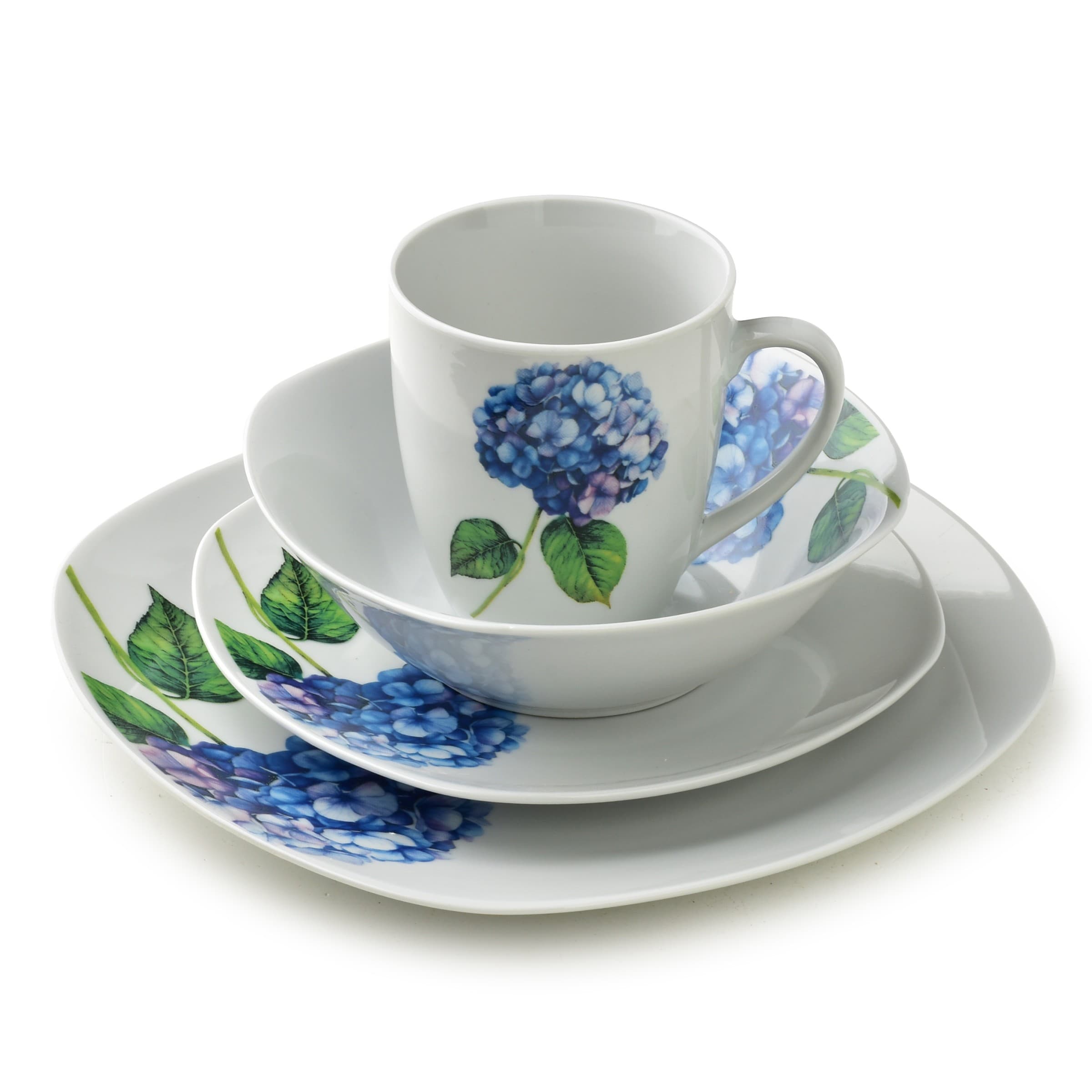Porcelánová jedálenská súprava s hrnčekom LEA Purple 16 ks biela/modrá 1