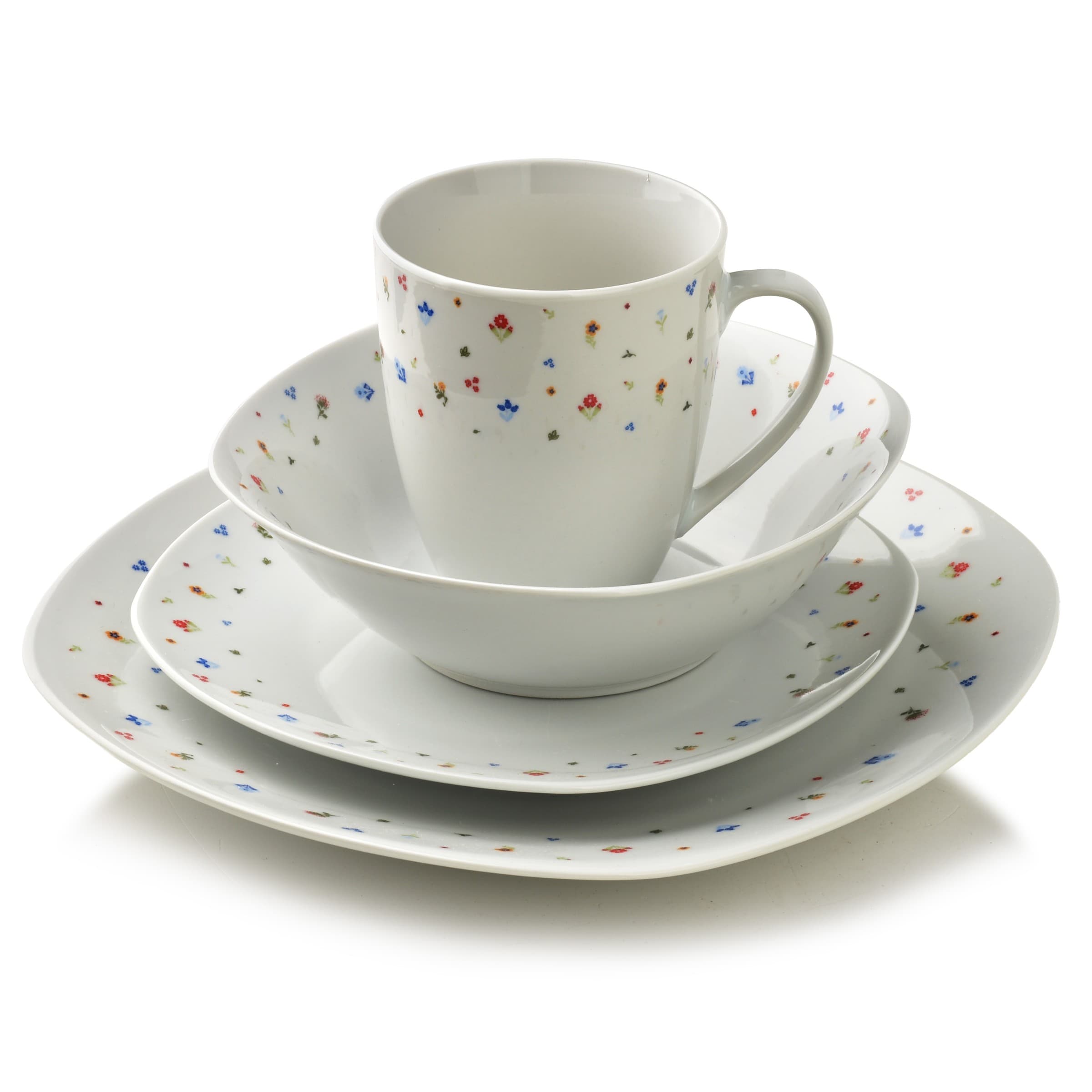Porcelánová jedálenská súprava s hrnčekom LEA Mini 16 ks biela/farebná 1