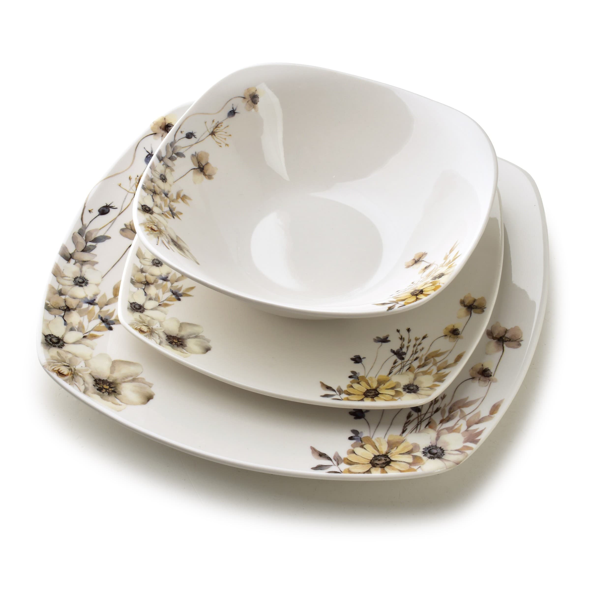 Porcelánová jedálenská súprava LEA Prime 18 ks biela/béžová