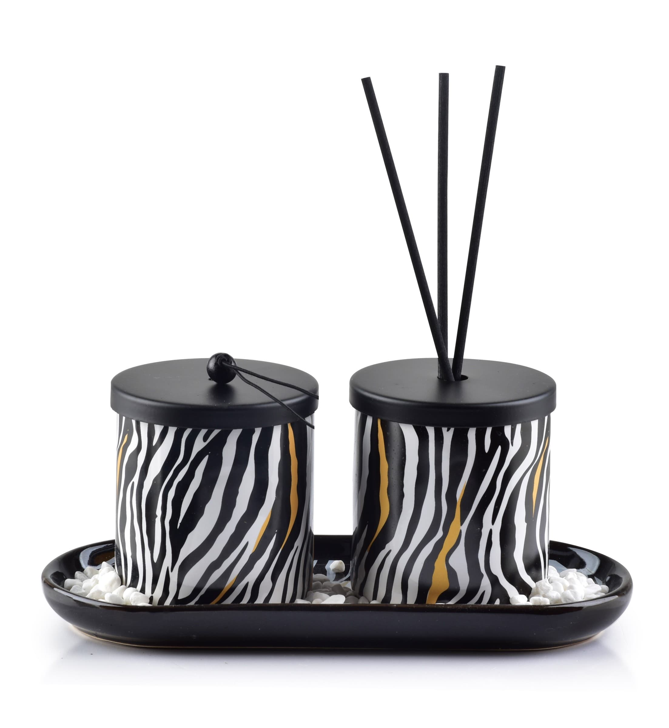 Aroma difuzér + sviečka RIBS II 30 ml so vzorom čiernej a bielej farby 1