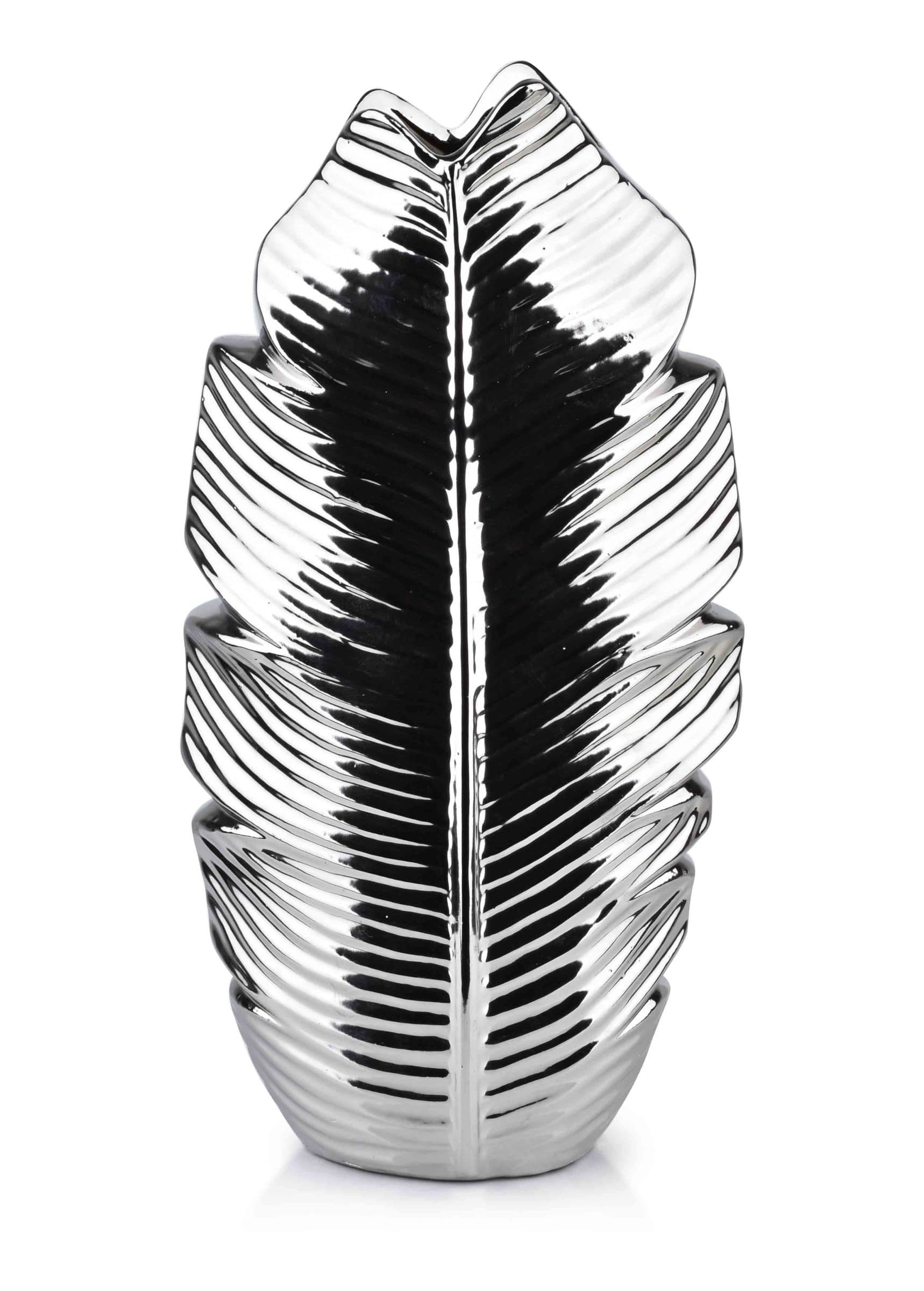 Keramická váza LEAF 35 cm strieborná 1