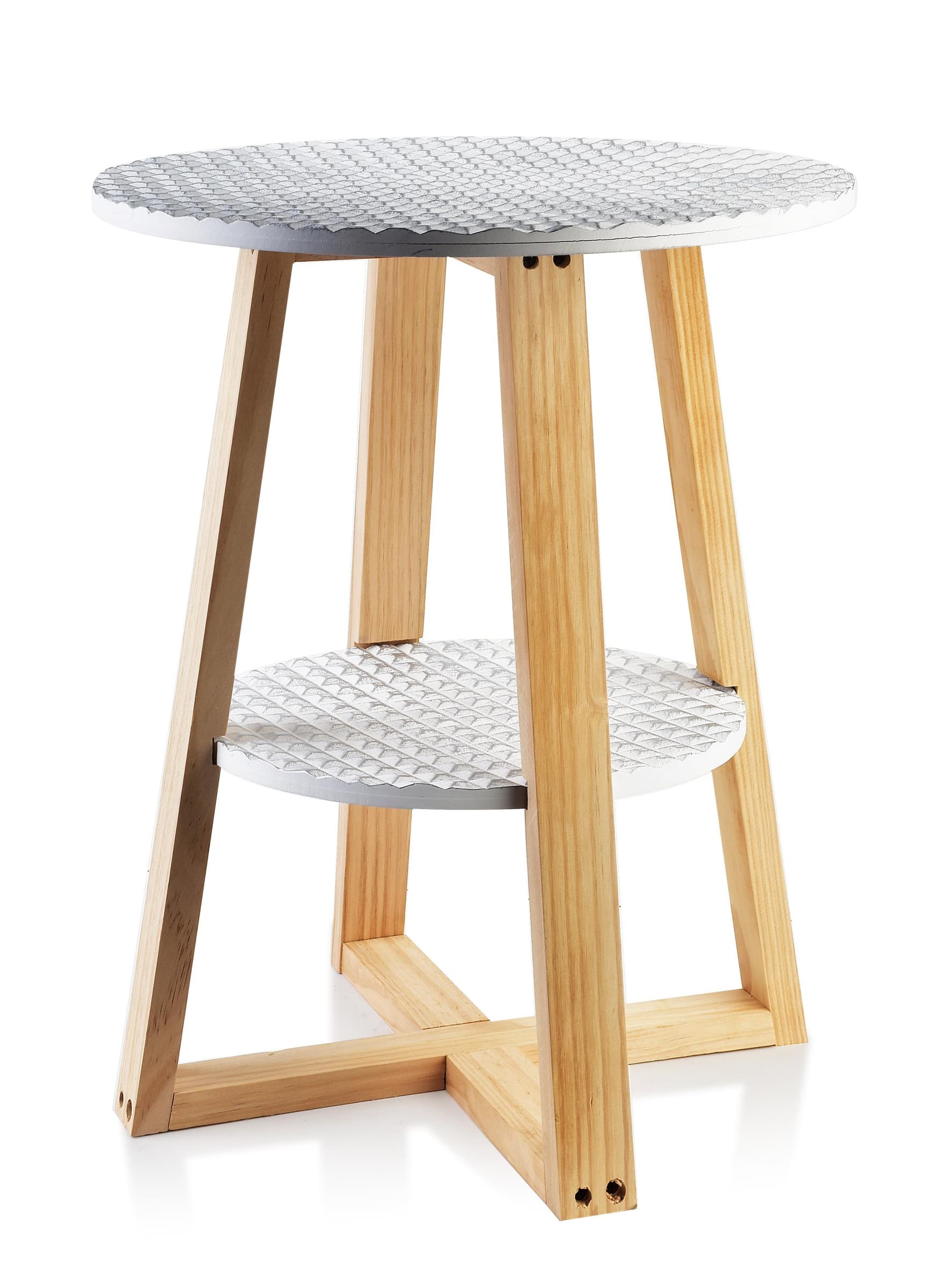 Odkladací stolík LAMMY 40x50 cm bielo-strieborný/dub prírodný