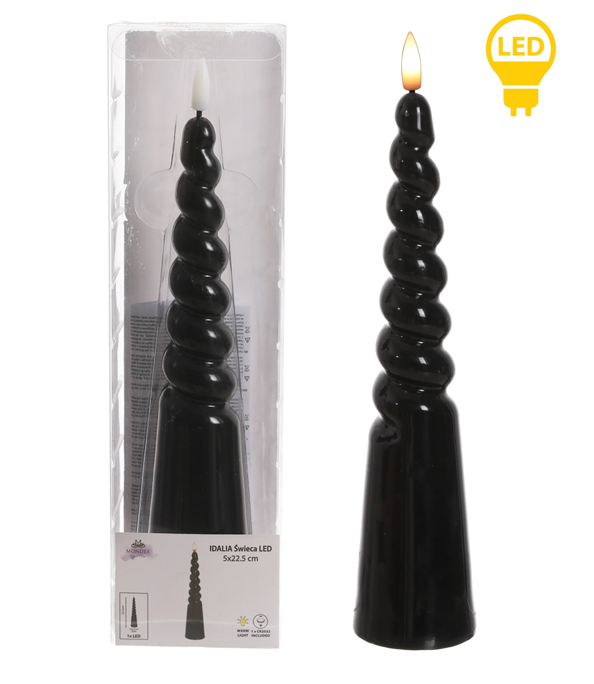 LED sviečka IDALIA SPIRAL 25 cm čierna