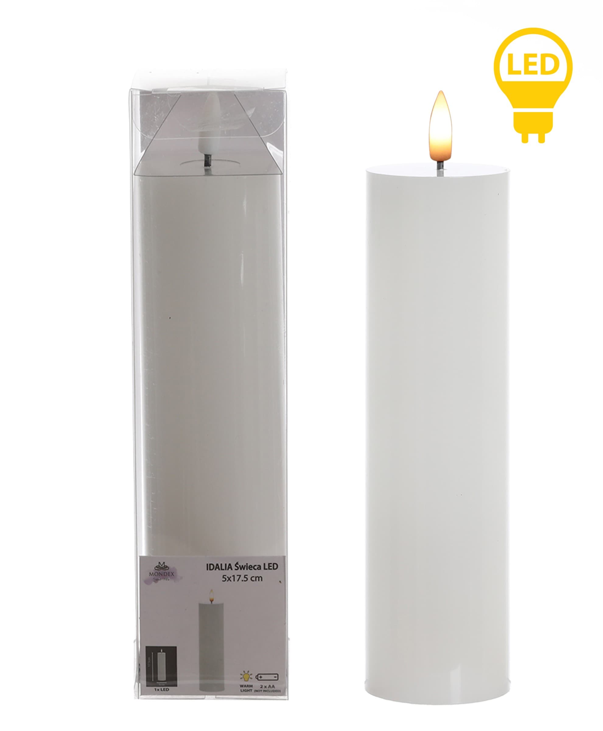 LED sviečka IDALIA 21 cm biela