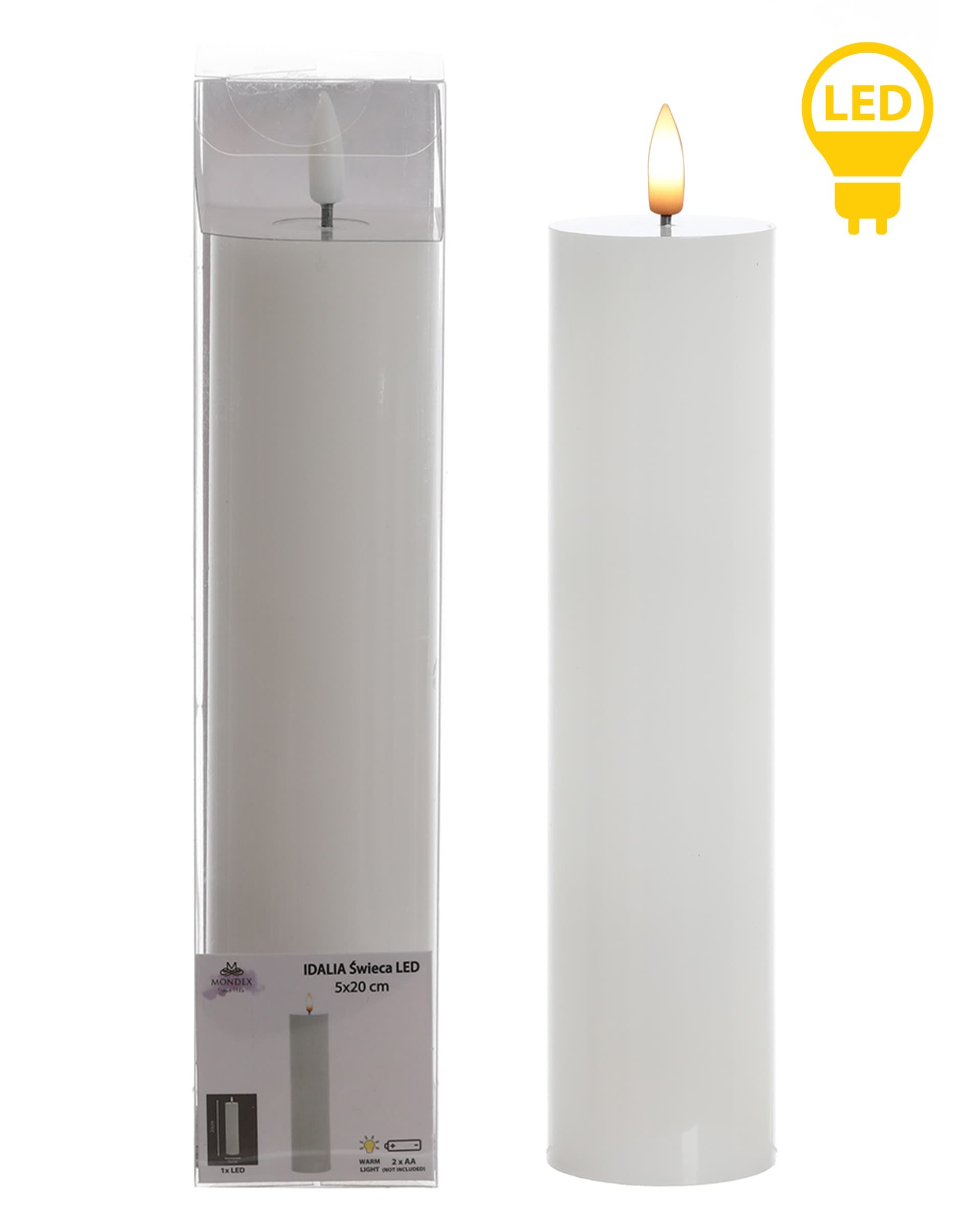 LED sviečka IDALIA 23 cm biela