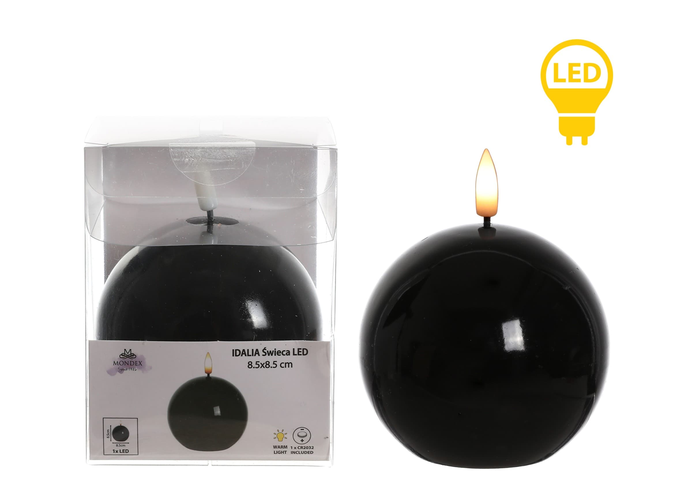 LED sviečka IDALIA BEAD 11 cm čierna