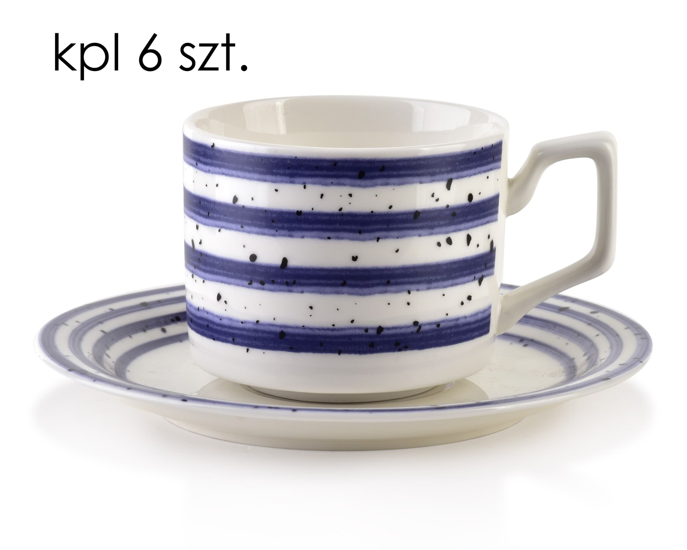 Súprava 6 ks šálok s podšálkou Joy 210 ml biela/modrá 1